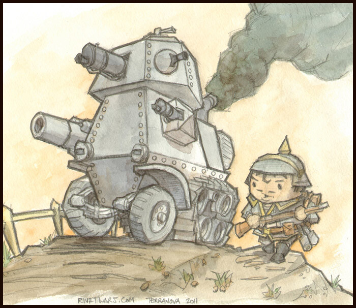 Watercolor concept for a Blight armored car.
