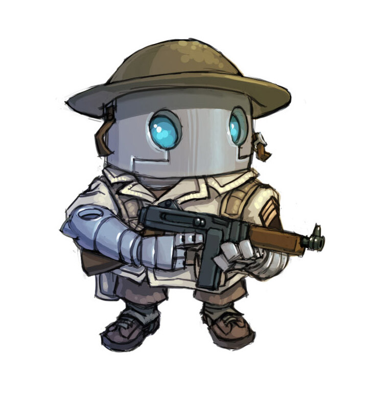 My interpretation of Atomic Robo as a rivet soldier. We made this into a miniature for the kickstarter.