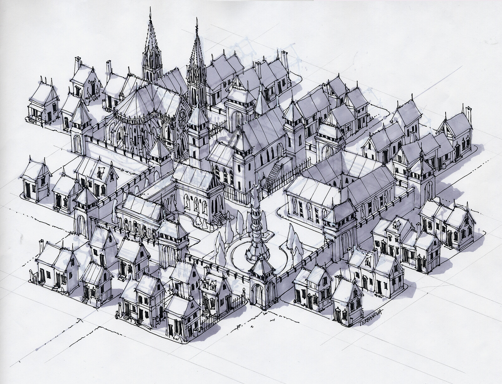 Another concept I did for a future city layout idea with walls.