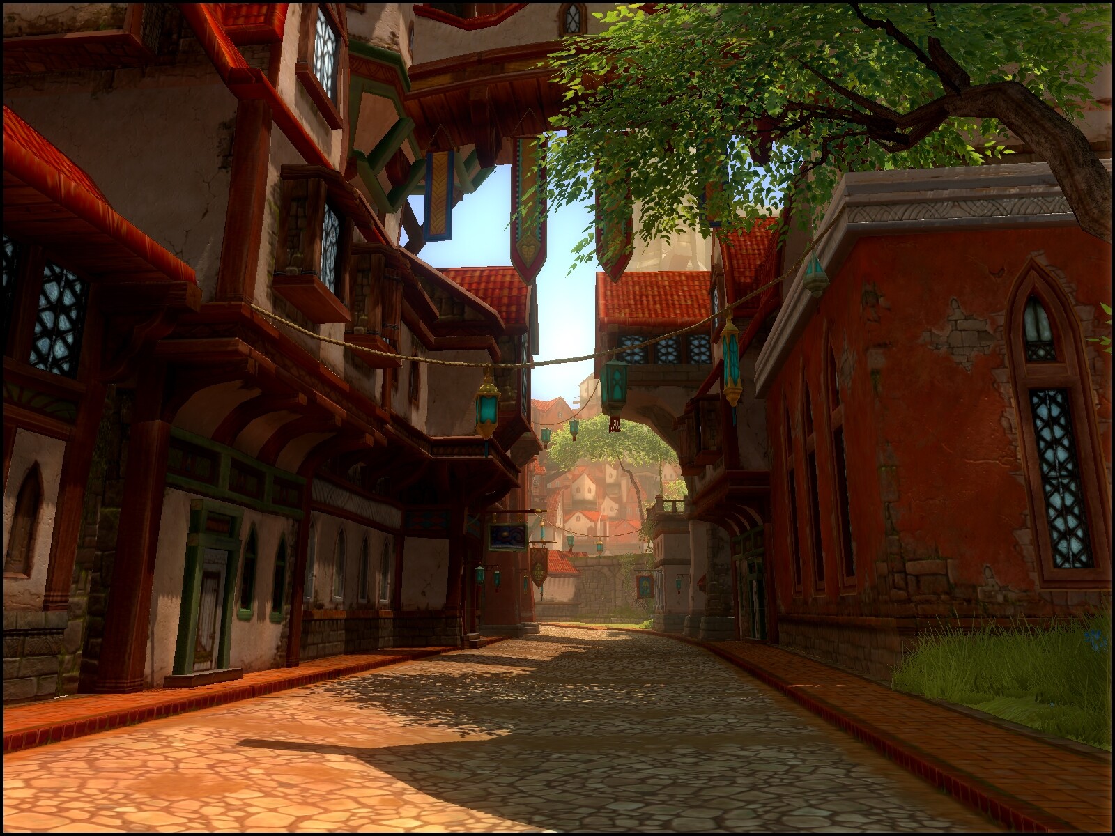 Some more iteration by the environment team. I designed the buildings to be made in a modular way allowing the team to make various combinations of different looking structures.