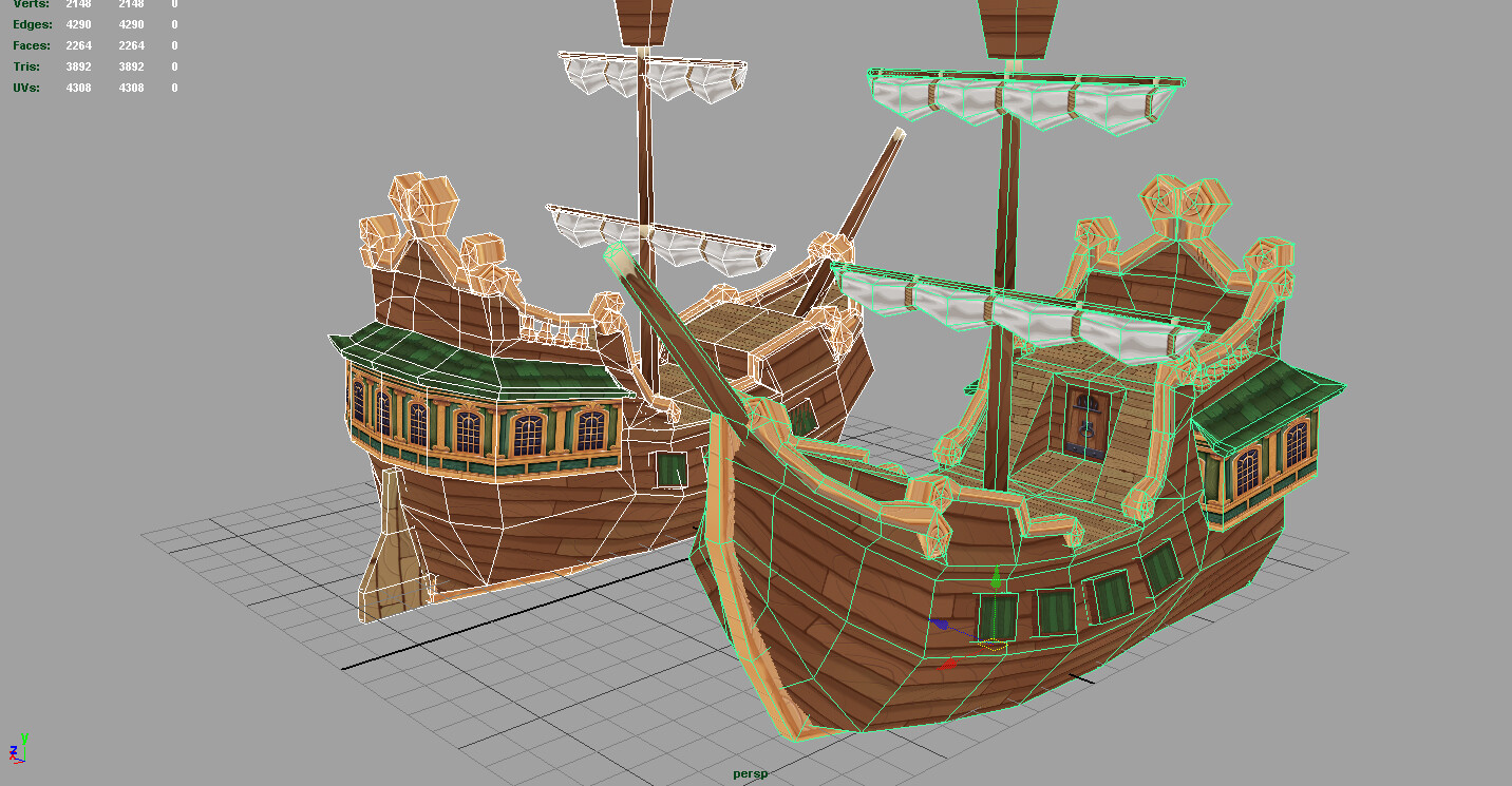 This was a boat I modeled for use as a prop in different states of destruction and disrepair. 