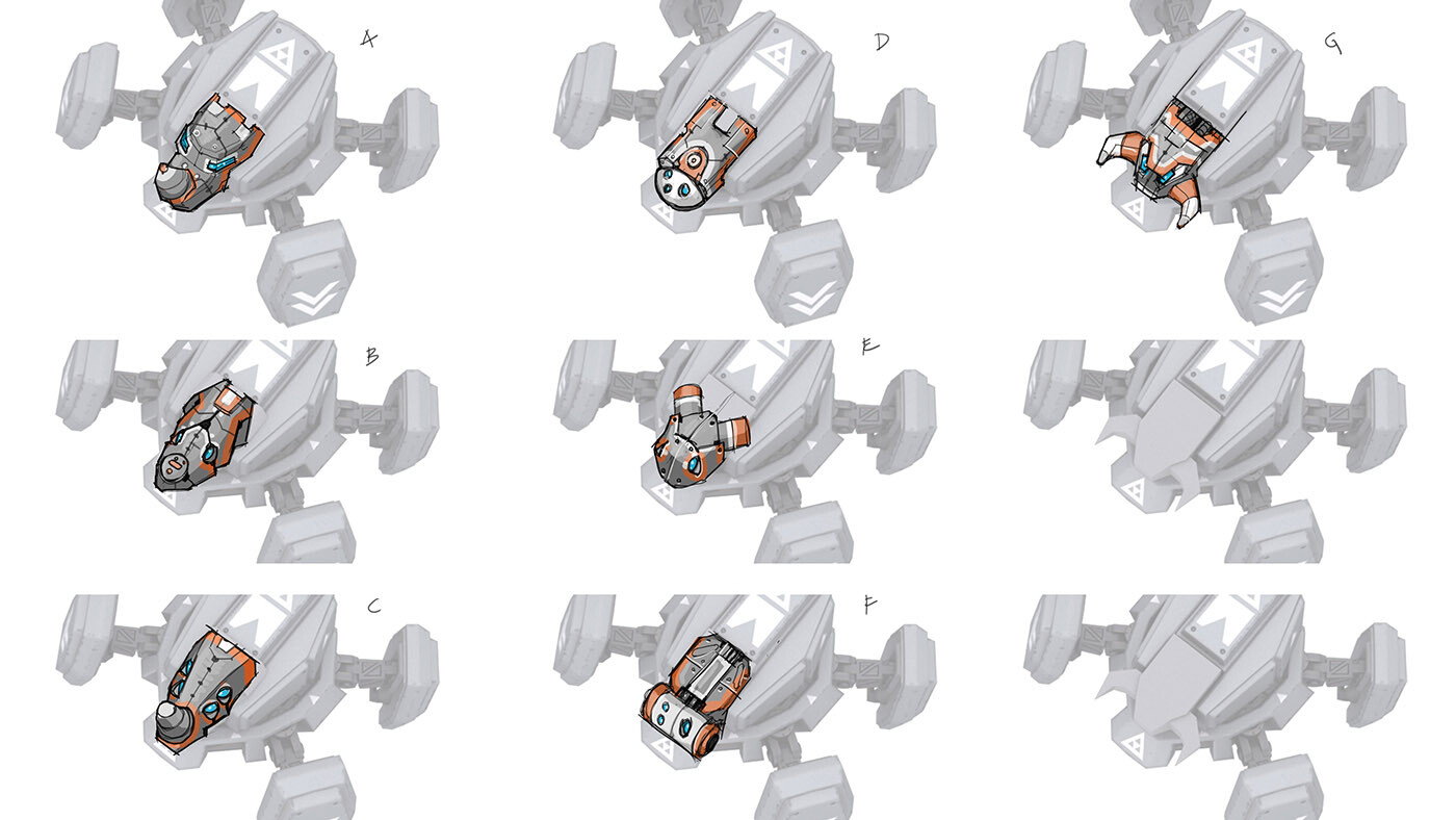 This was an exploration of animal type "heads" for the mechs.