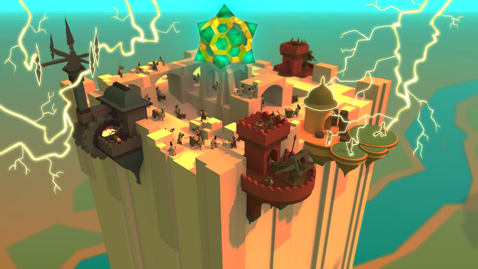 Here I did a paintover of the tower top showing a lightning attack, one of the many perils faced by the builders.