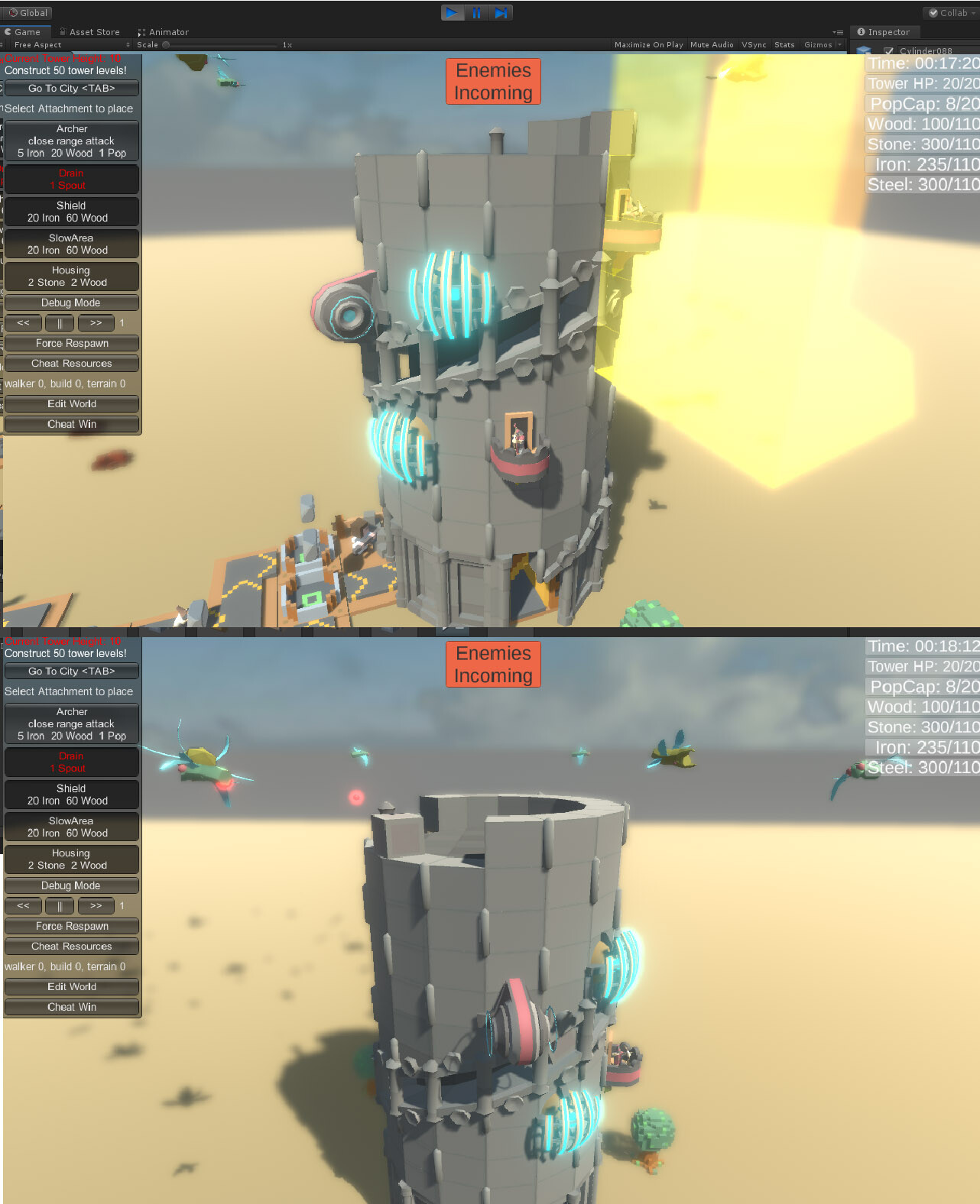 I modeled these piece for use in our unity prototype. We really wanted to see the worker pushing the blocks up the tower and into place.