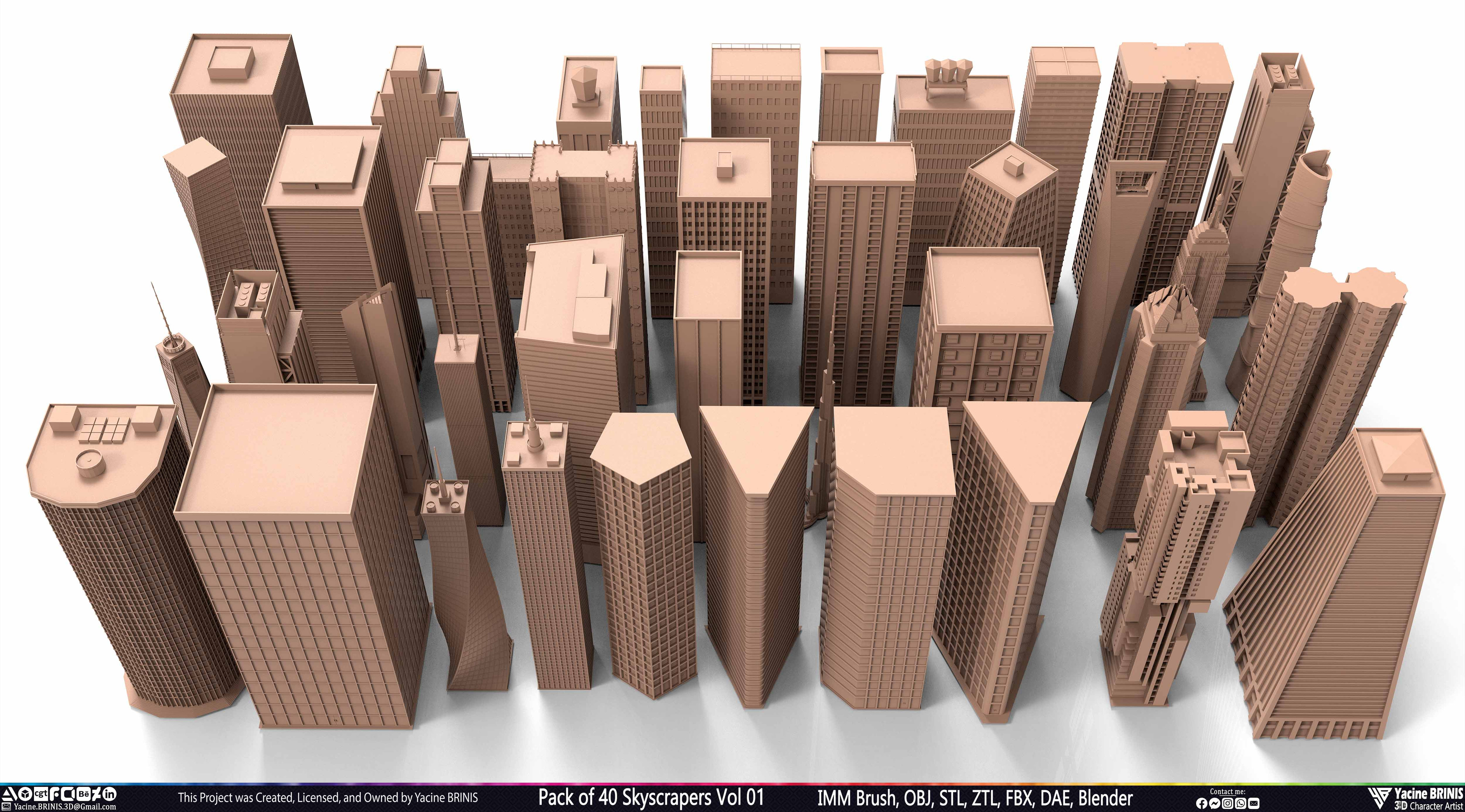 Pack of Skyscrapers Sculpted by Yacine BRINIS Set 003