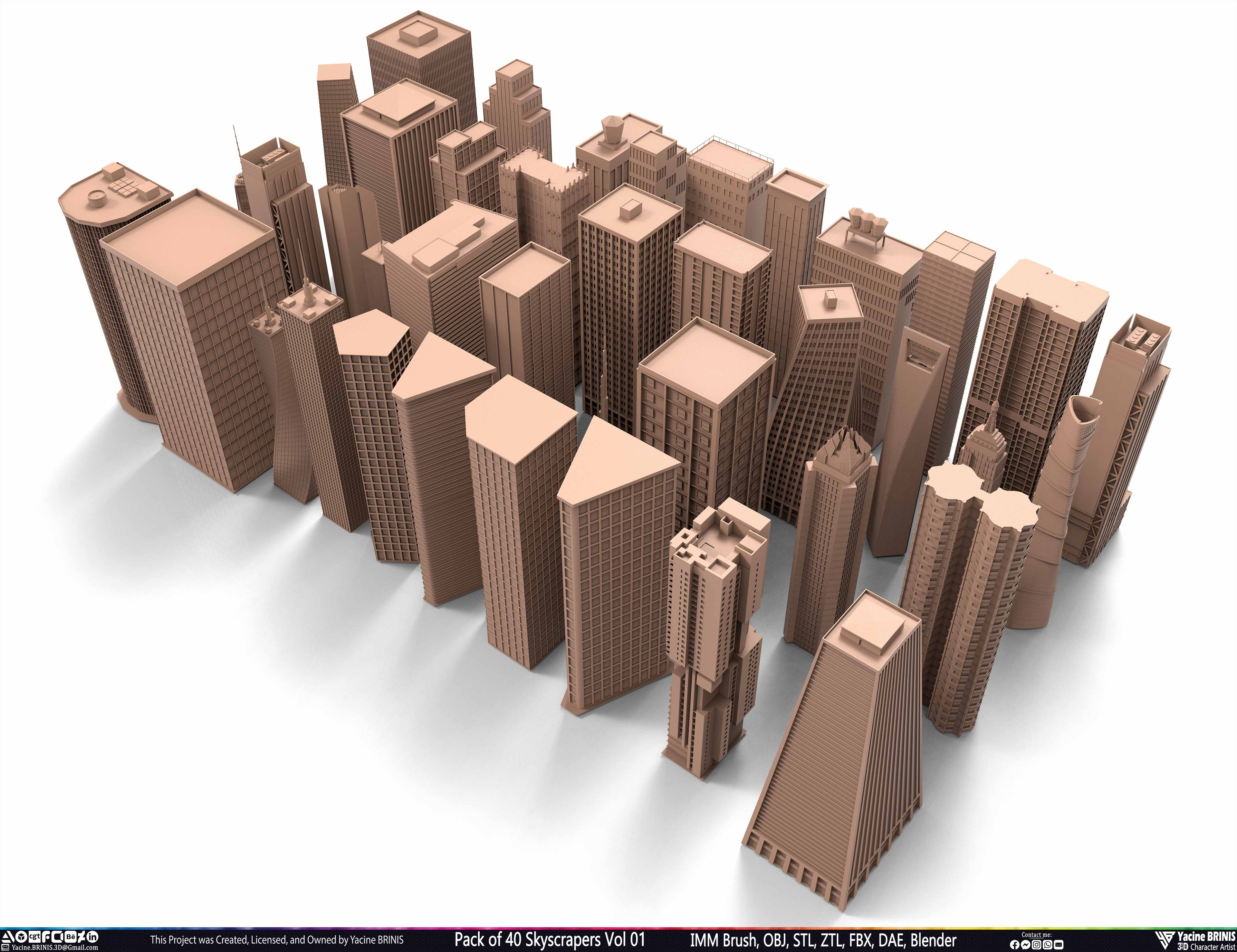 Pack of Skyscrapers Sculpted by Yacine BRINIS Set 004