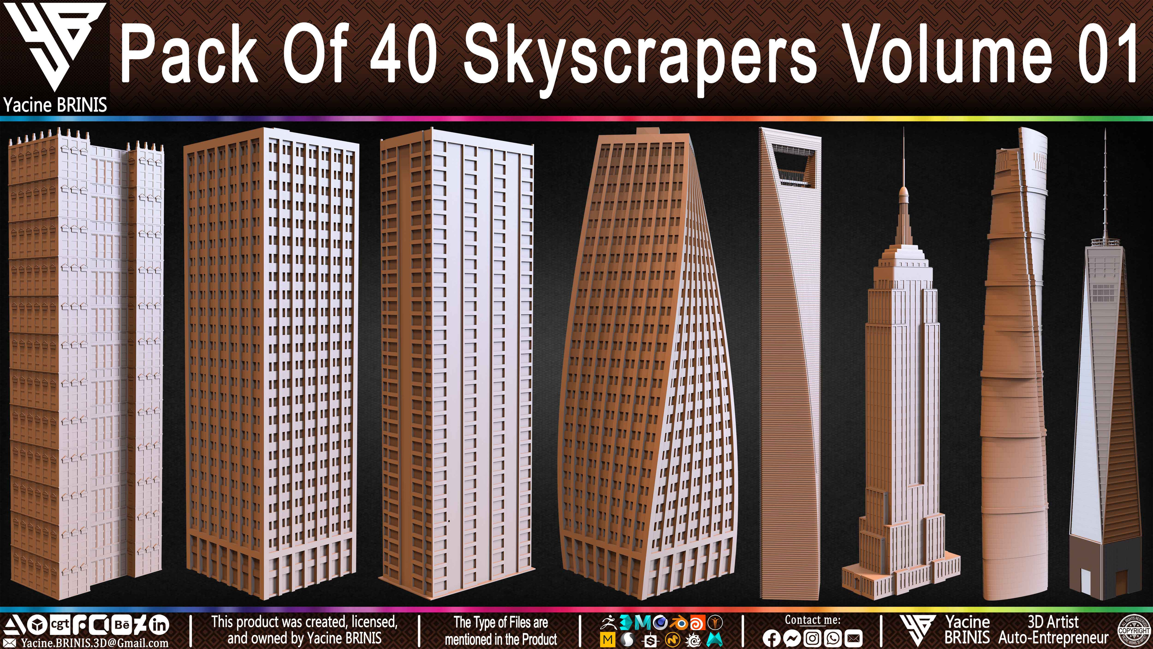 Pack of Skyscrapers Sculpted by Yacine BRINIS Set 012