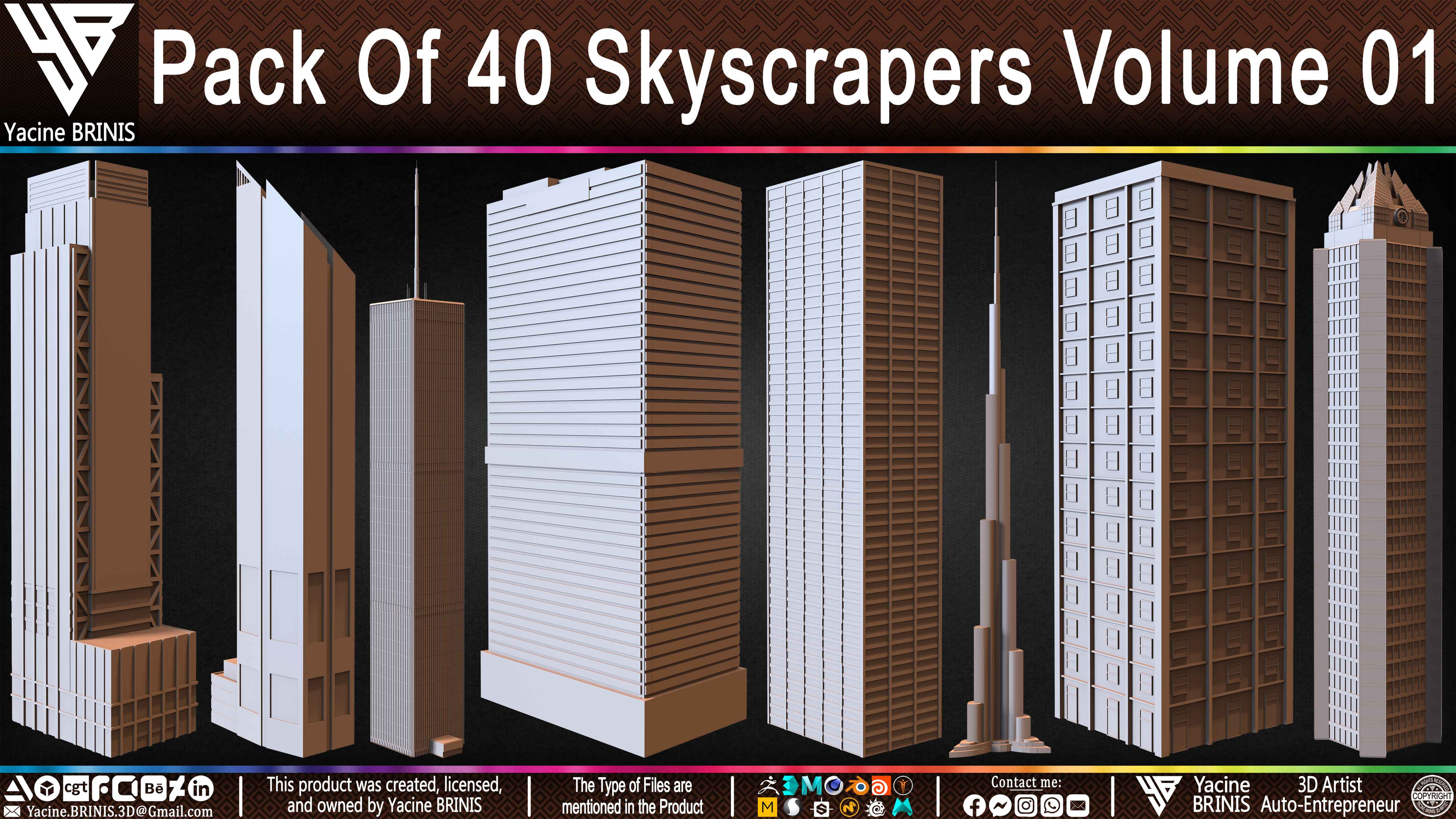 Pack of Skyscrapers Sculpted by Yacine BRINIS Set 013