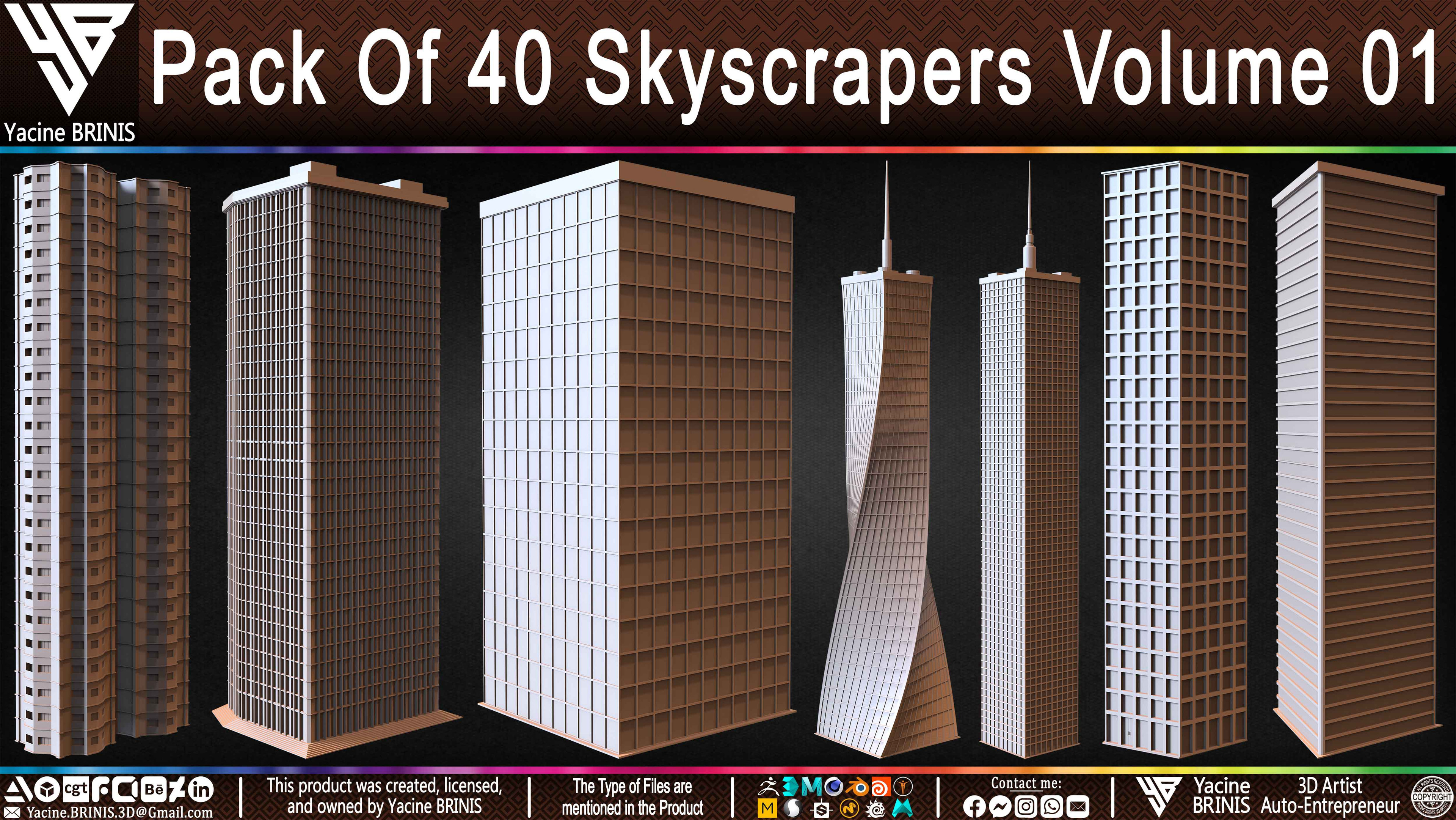 Pack of Skyscrapers Sculpted by Yacine BRINIS Set 014