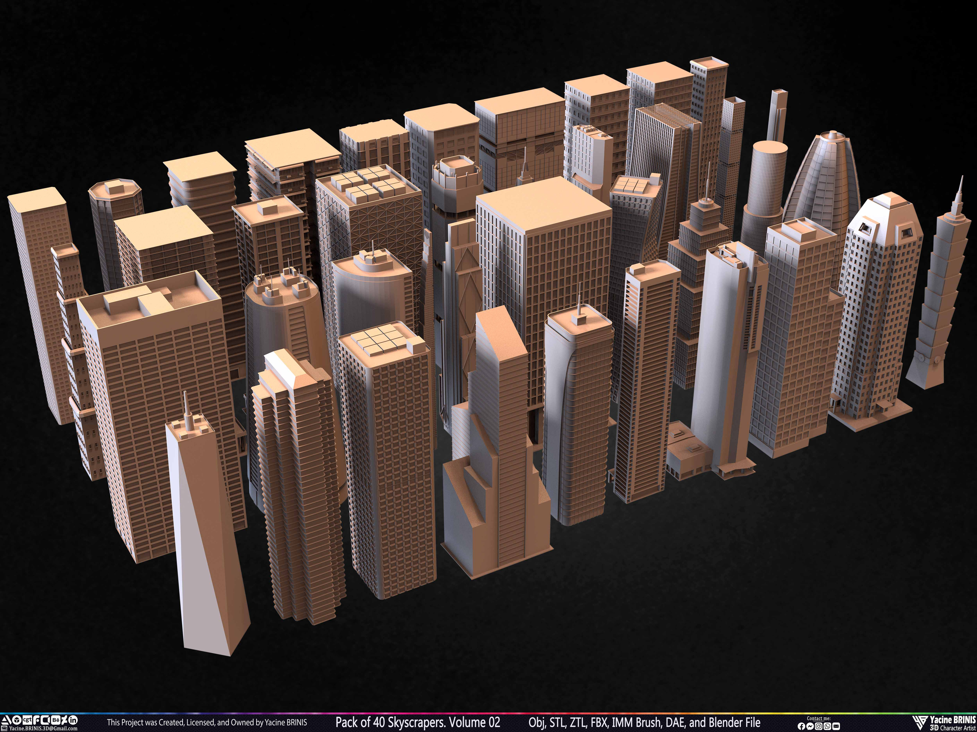 Pack of Skyscrapers Sculpted by Yacine BRINIS Set 032