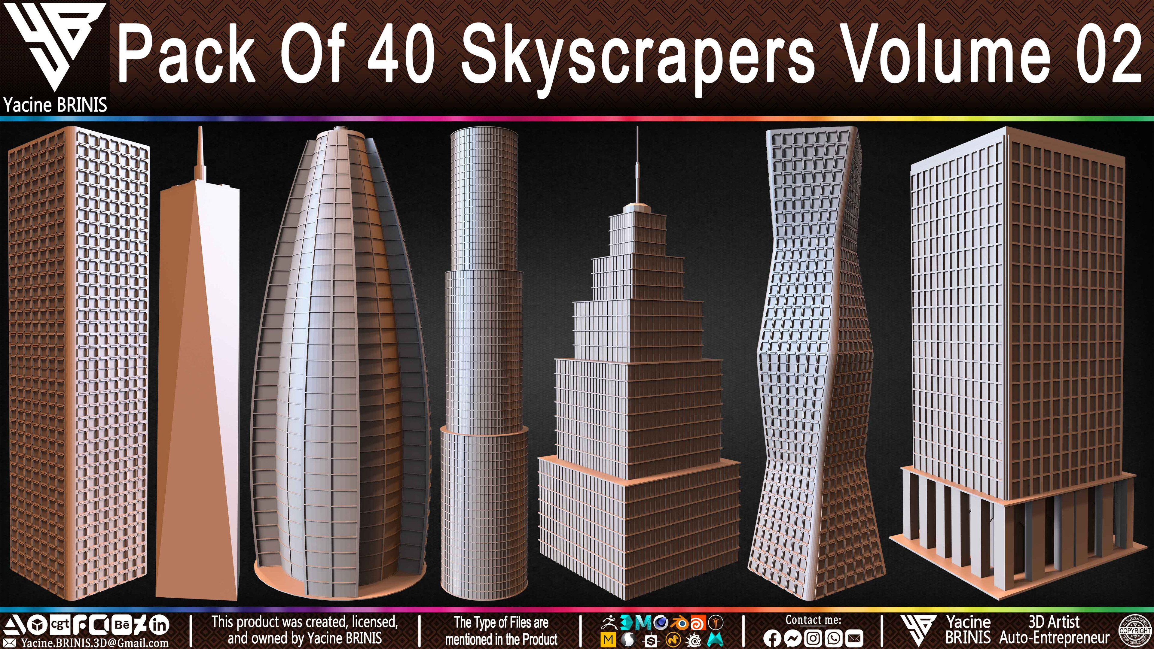 Pack of Skyscrapers Sculpted by Yacine BRINIS Set 034