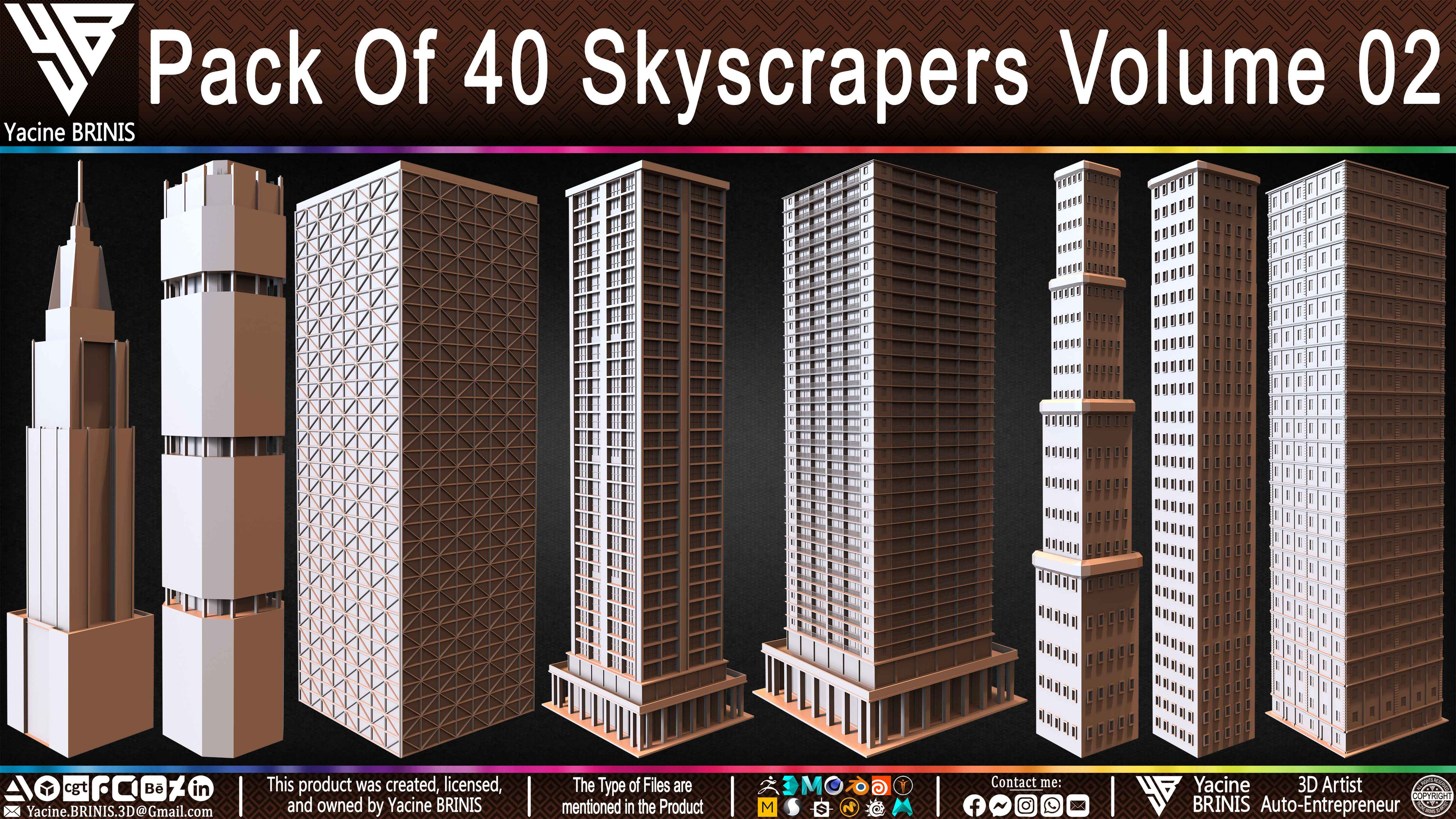 Pack of Skyscrapers Sculpted by Yacine BRINIS Set 036