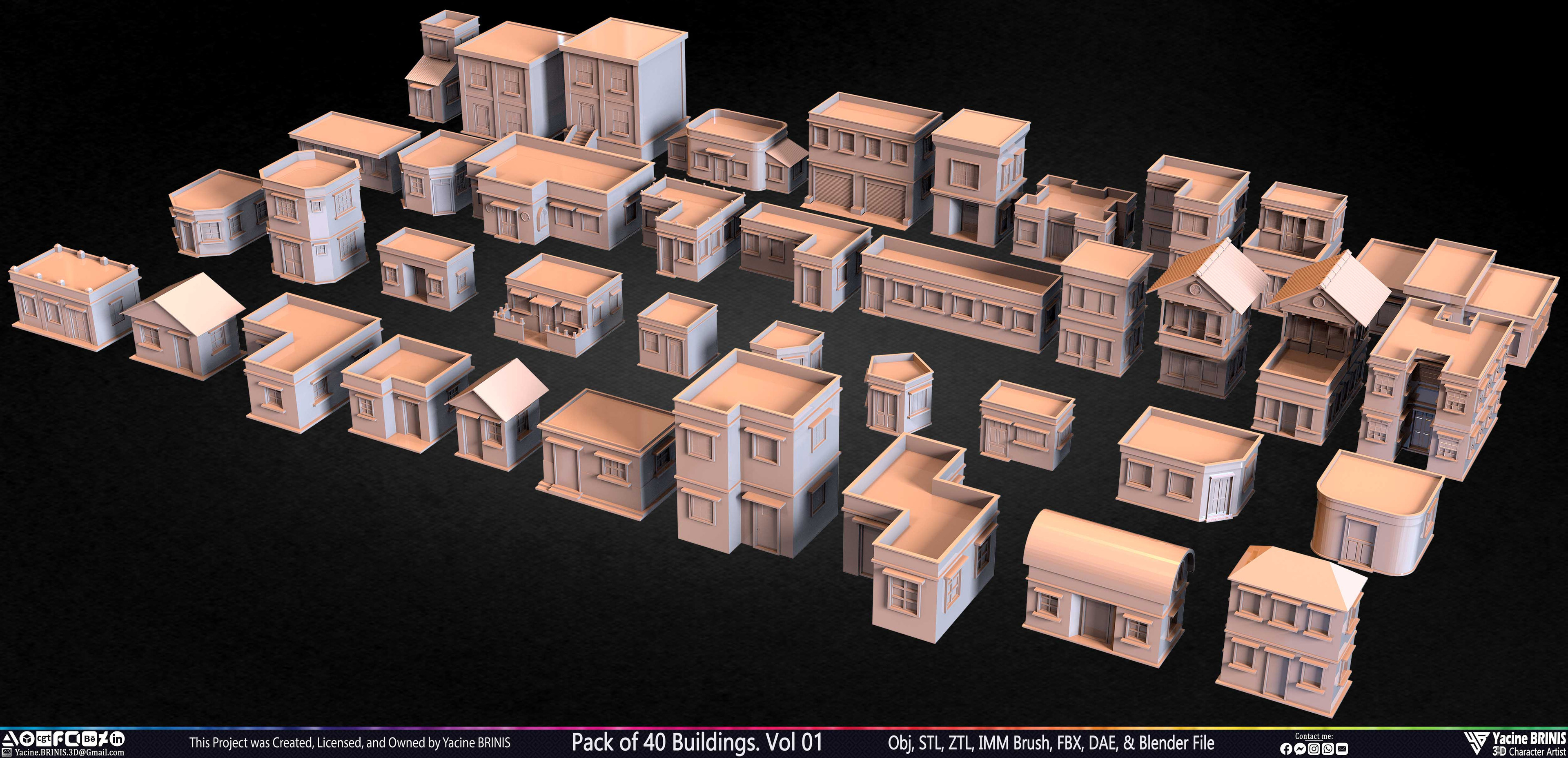 Pack of Buildings Sculpted by Yacine BRINIS Set 018