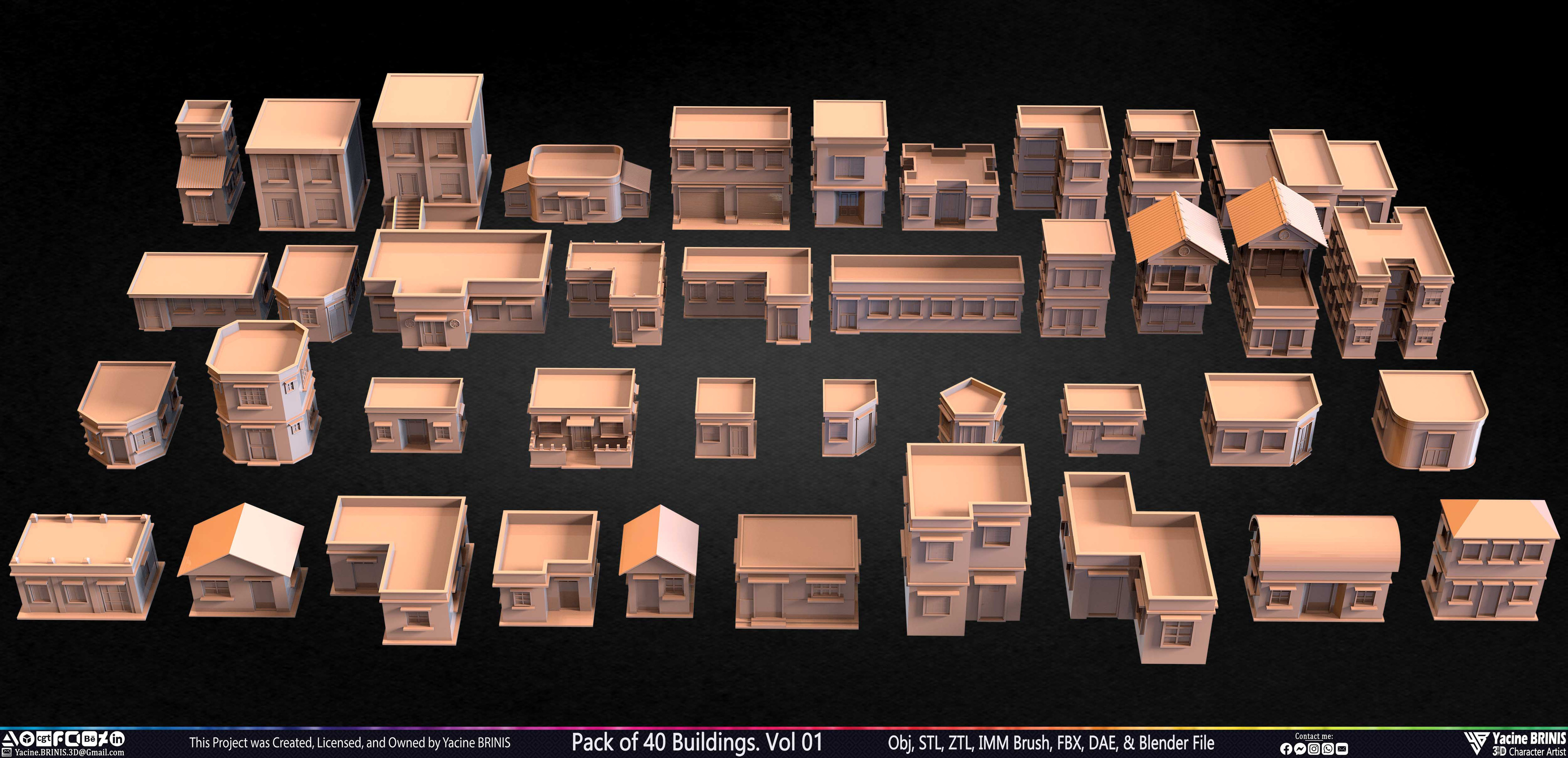 Pack of Buildings Sculpted by Yacine BRINIS Set 019