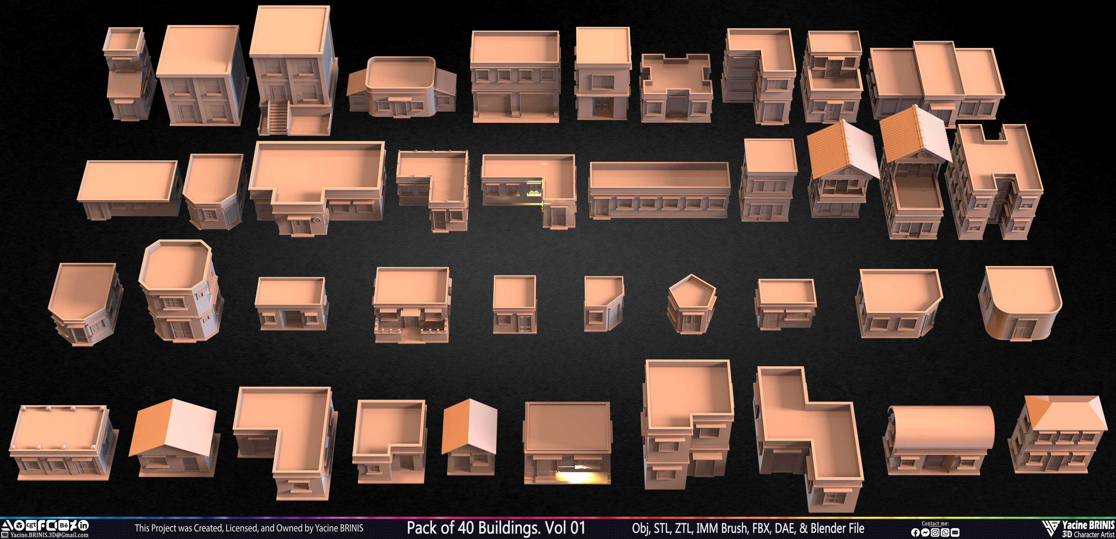 Pack of Buildings Sculpted by Yacine BRINIS Set 020