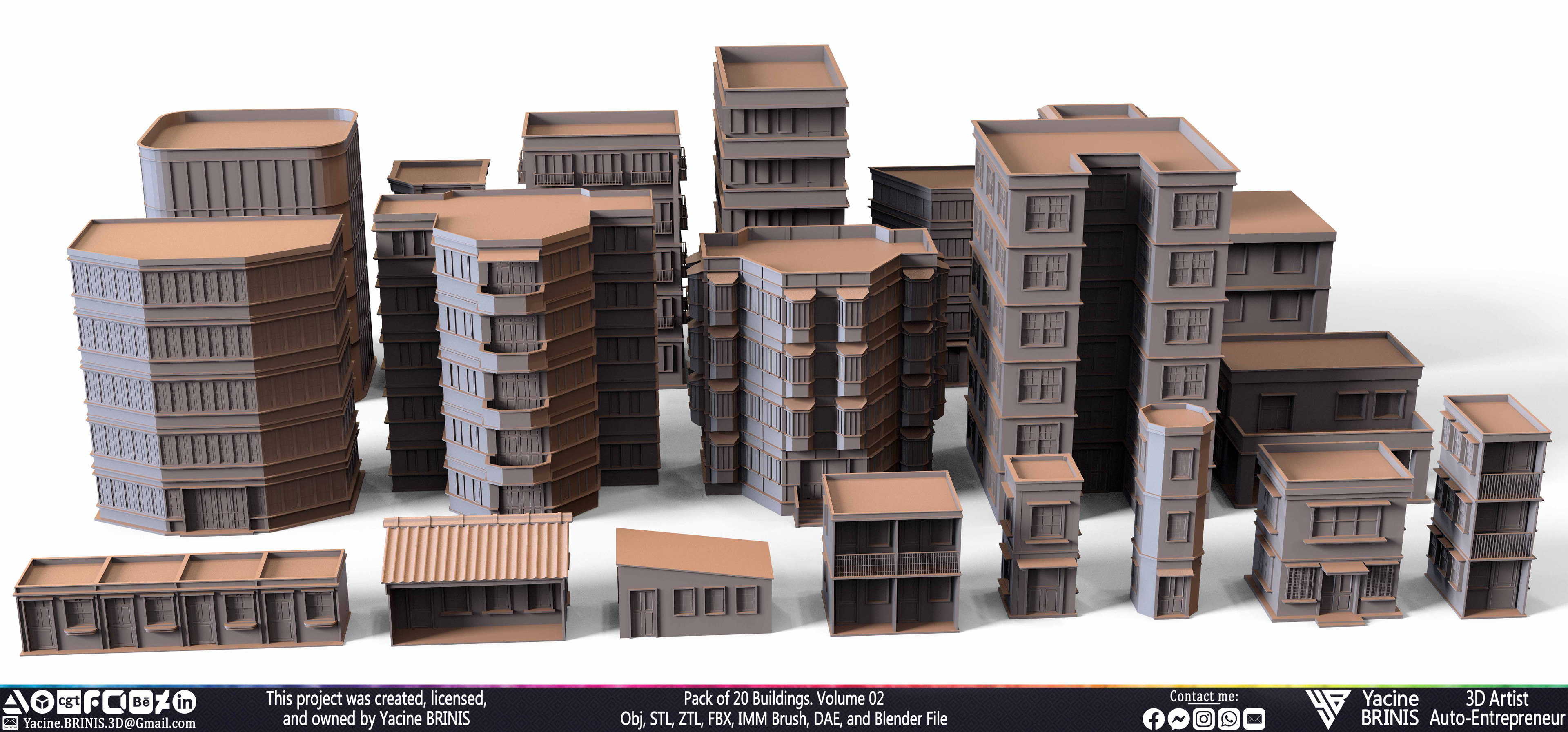 Pack of Buildings Sculpted by Yacine BRINIS Set 028