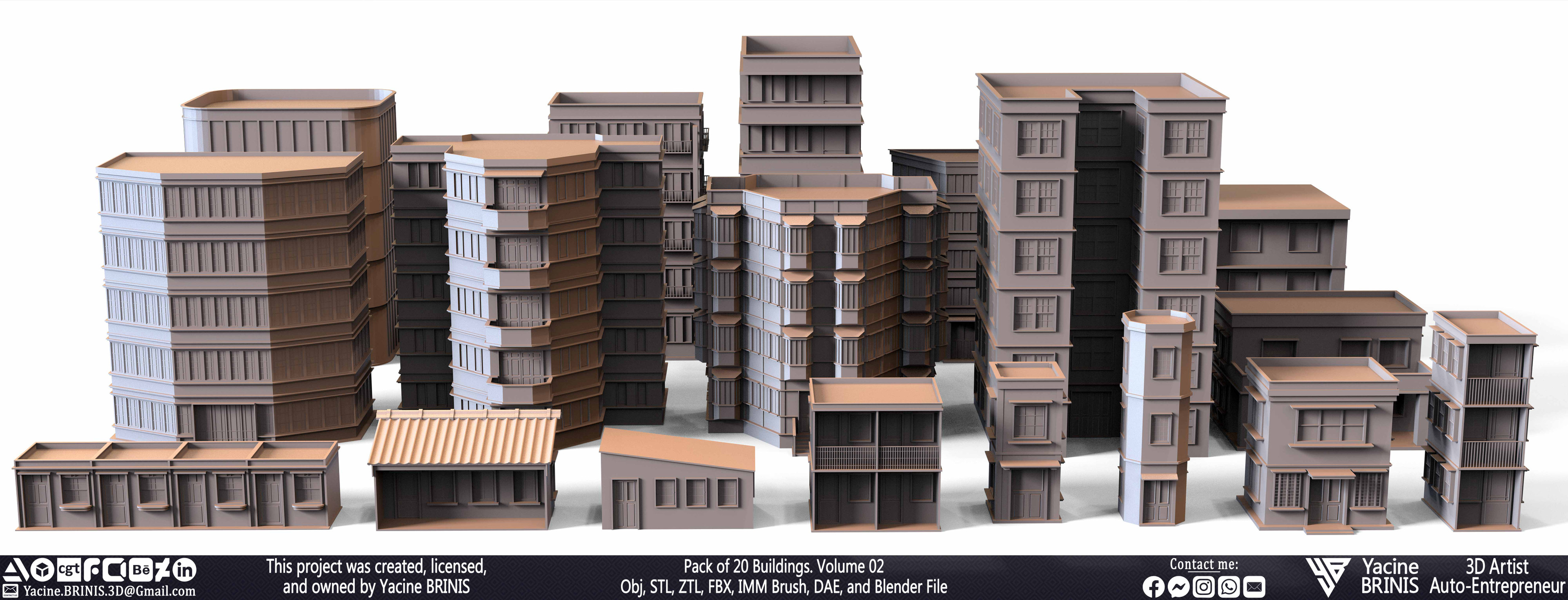 Pack of Buildings Sculpted by Yacine BRINIS Set 029