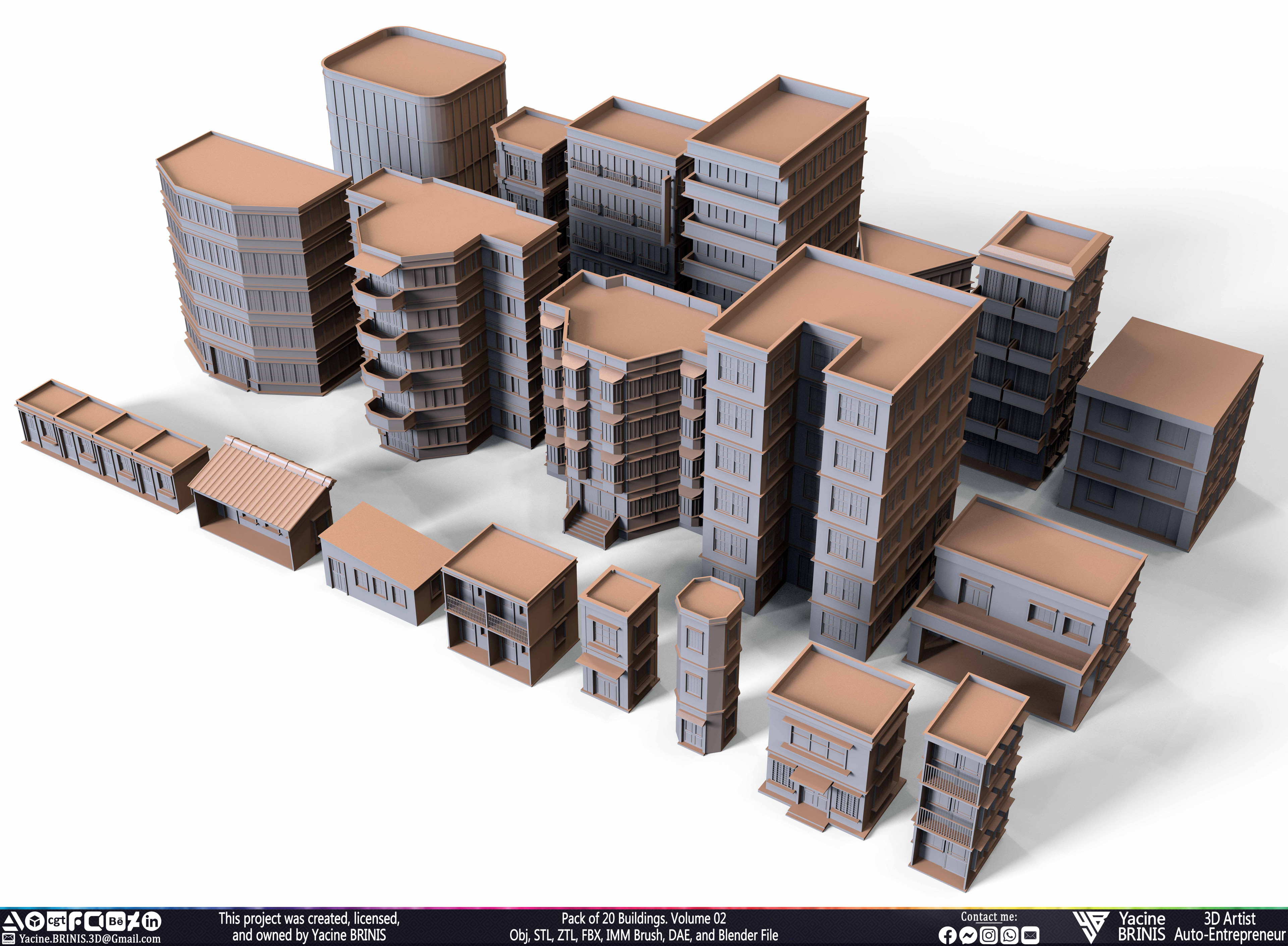 Pack of Buildings Sculpted by Yacine BRINIS Set 032