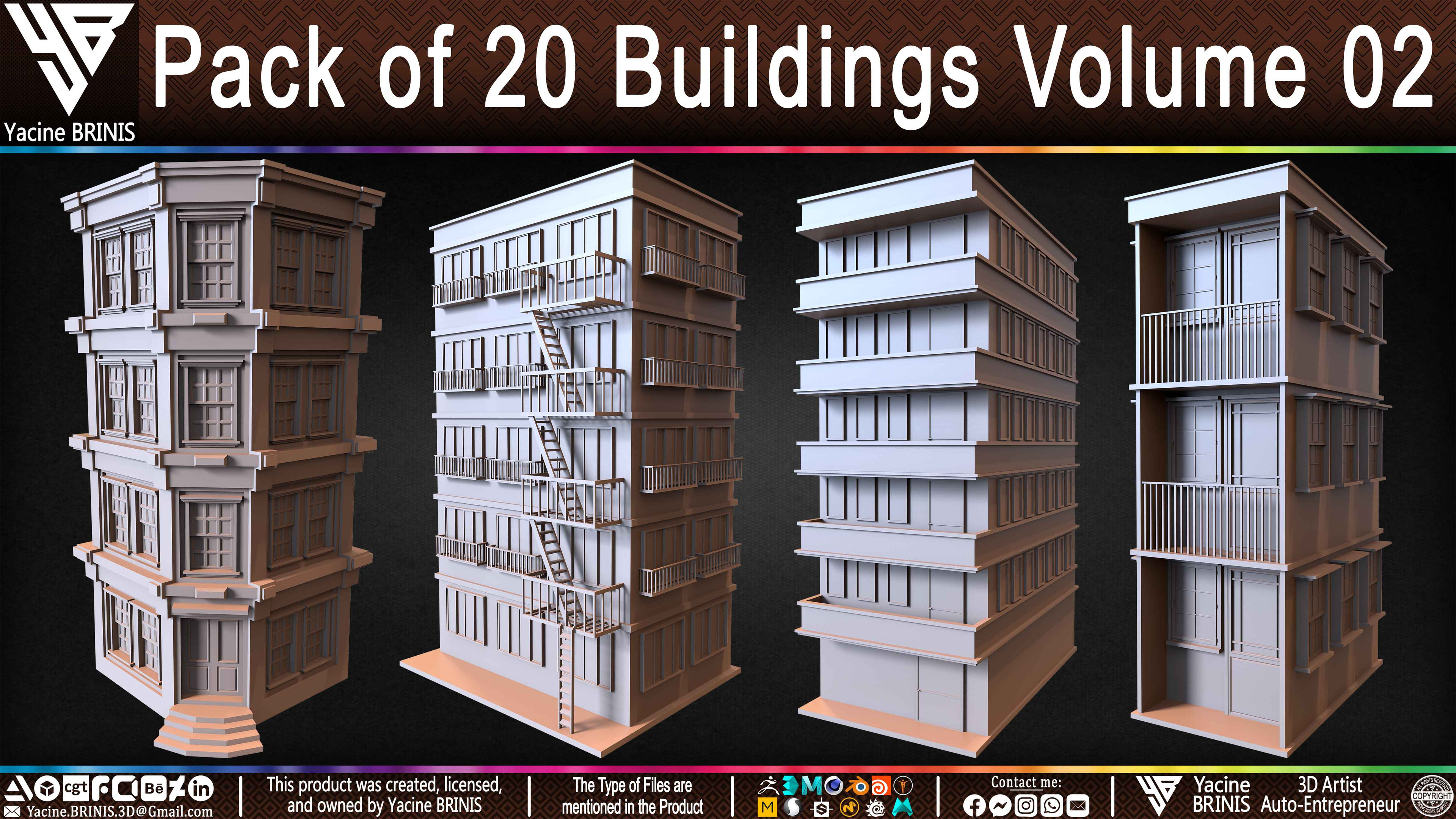 Pack of Buildings Sculpted by Yacine BRINIS Set 033