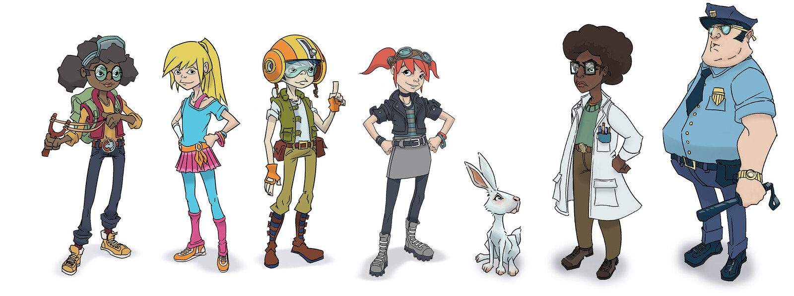 Here's a more cartoony take. The whole team brainstormed ideas and sketches to come up with the themes for each child.