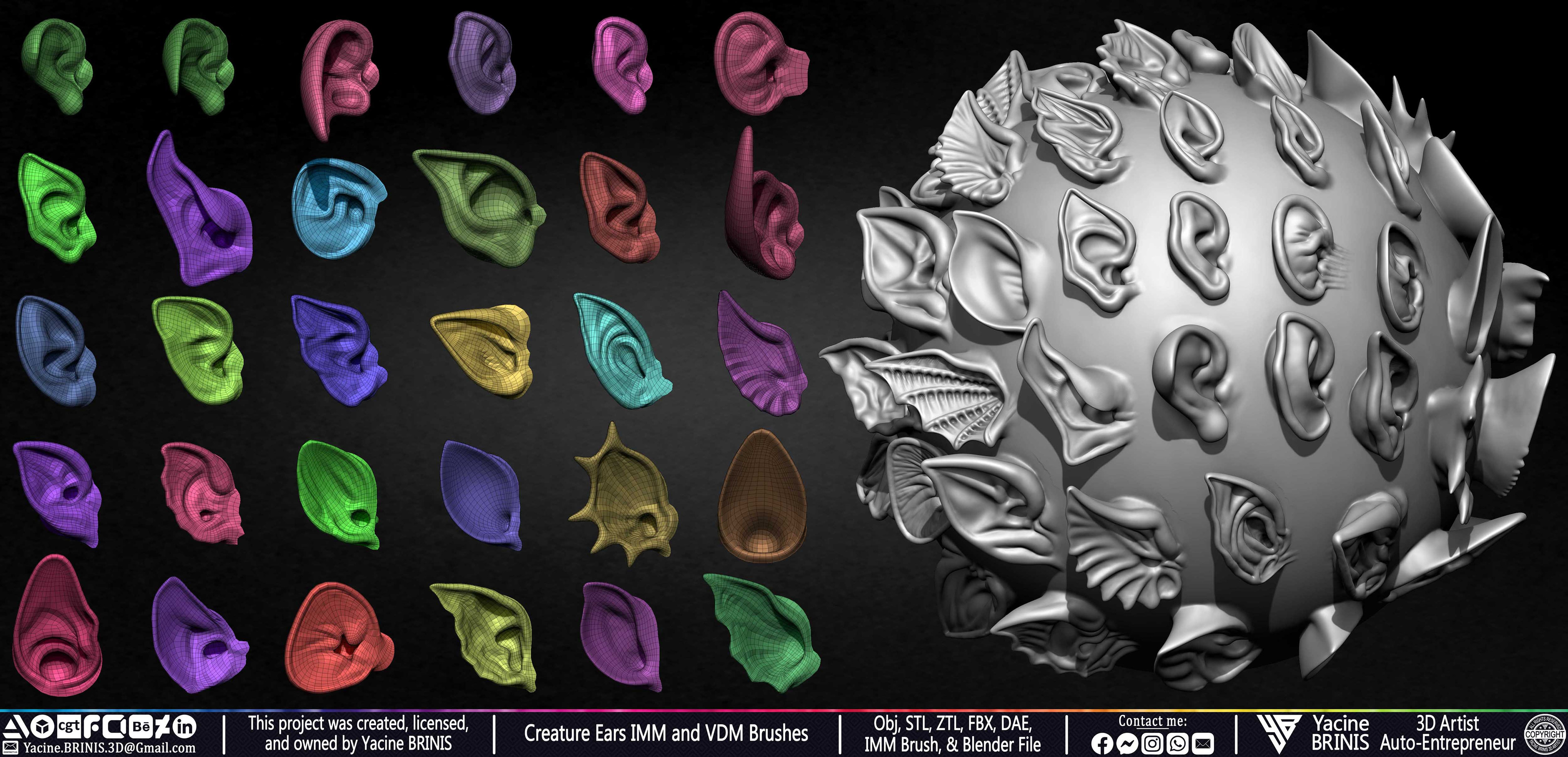 Creature Ears IMM and VDM Brushes Sculpted by Yacine BRINIS Vol 1 Set 02