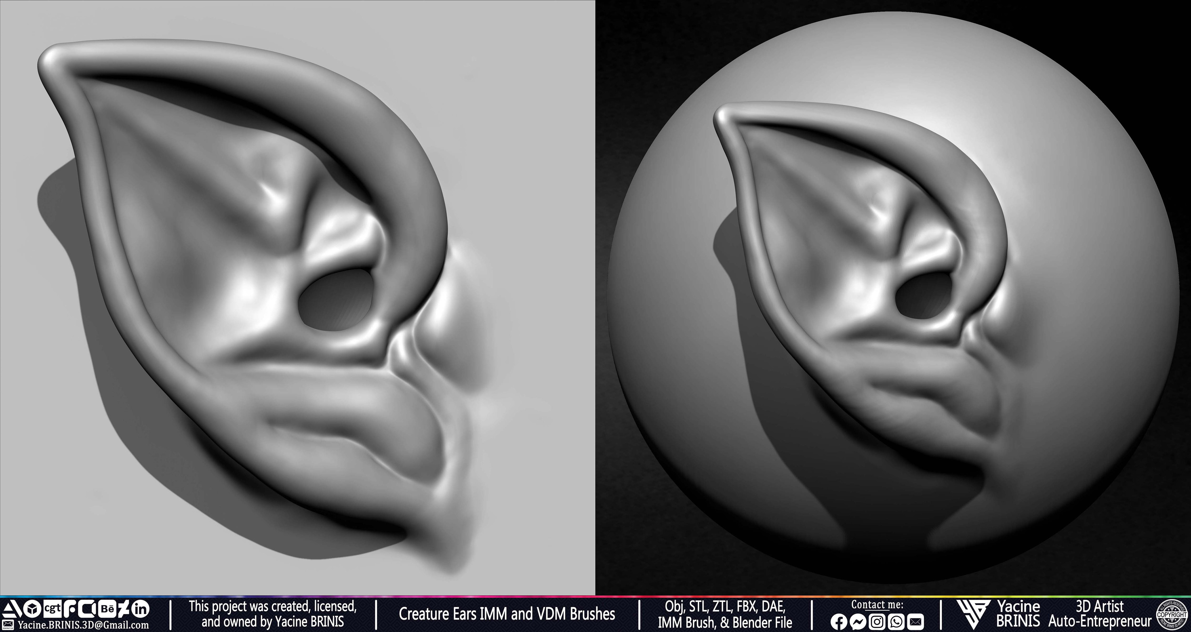 Creature Ears IMM and VDM Brushes Sculpted by Yacine BRINIS Vol 1 Set 27