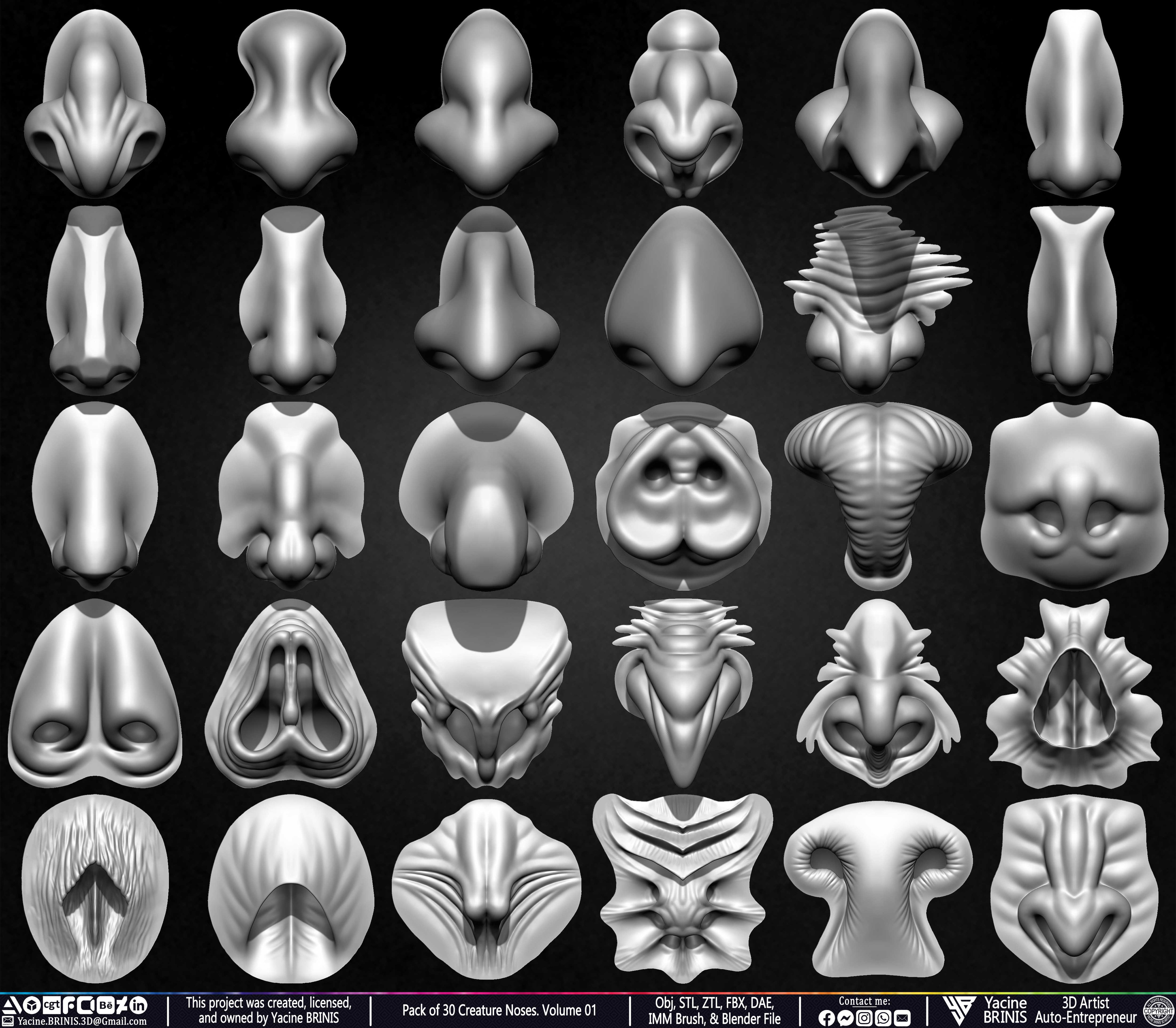 Creature Nose VDM Brush Volume 01 Sculpted by Yacine BRINIS Set 001
