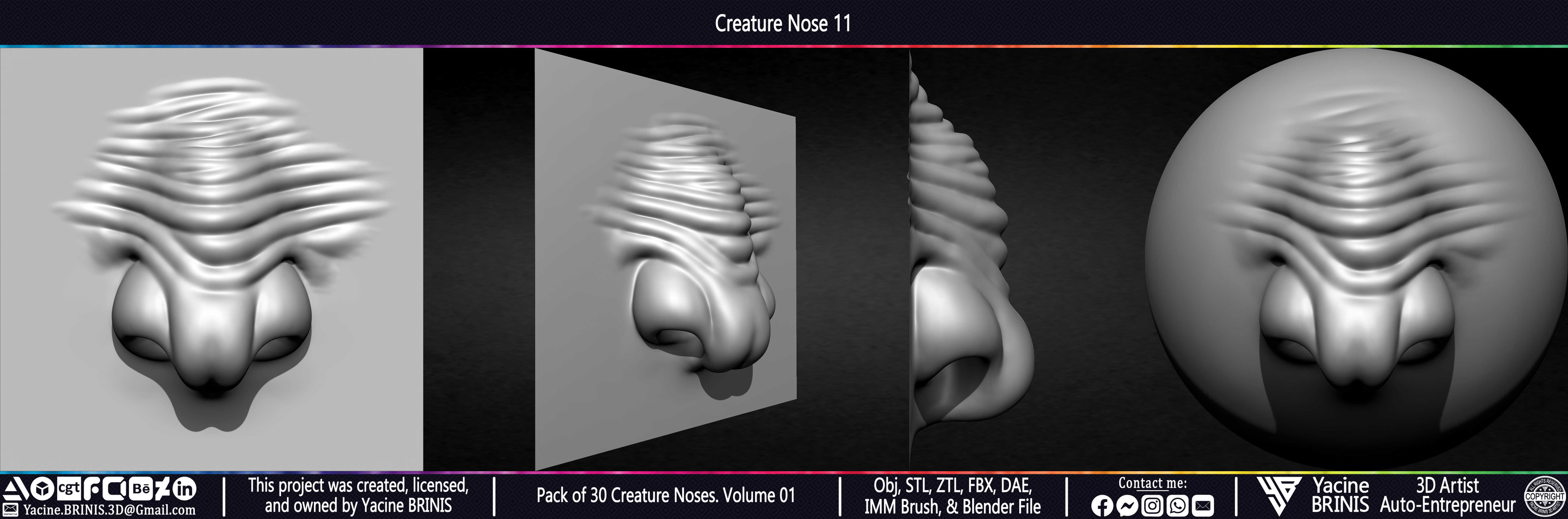 Creature Nose VDM Brush Volume 01 Sculpted by Yacine BRINIS Set 018