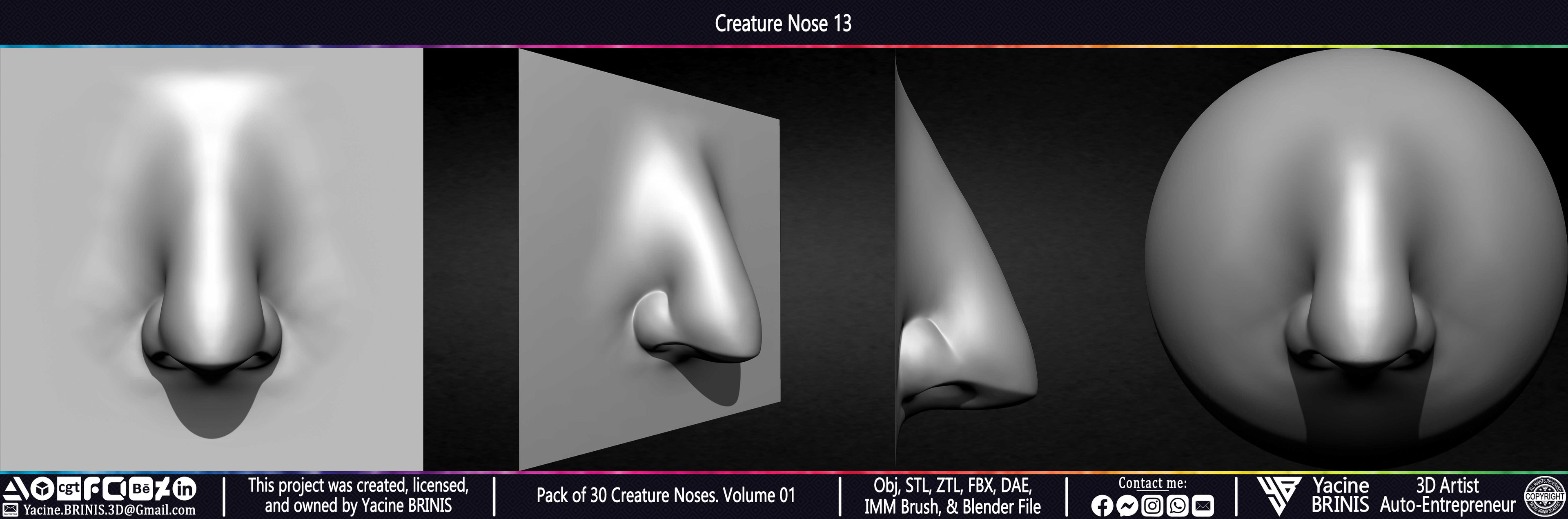 Creature Nose VDM Brush Volume 01 Sculpted by Yacine BRINIS Set 020