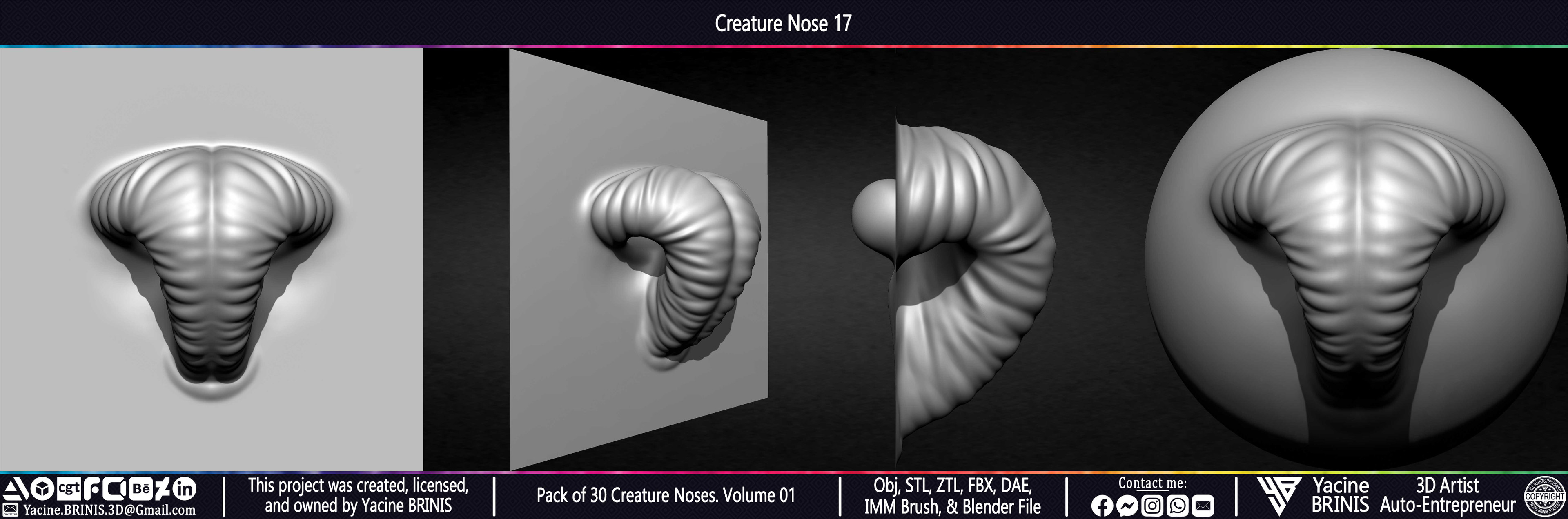 Creature Nose VDM Brush Volume 01 Sculpted by Yacine BRINIS Set 024
