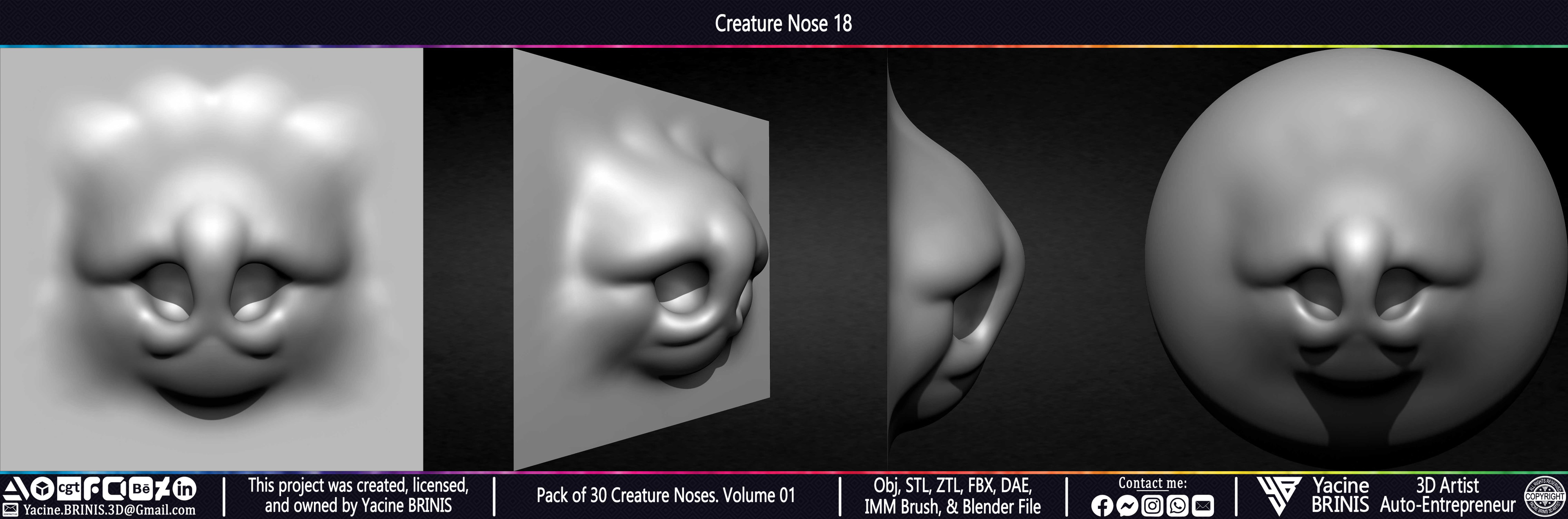 Creature Nose VDM Brush Volume 01 Sculpted by Yacine BRINIS Set 025