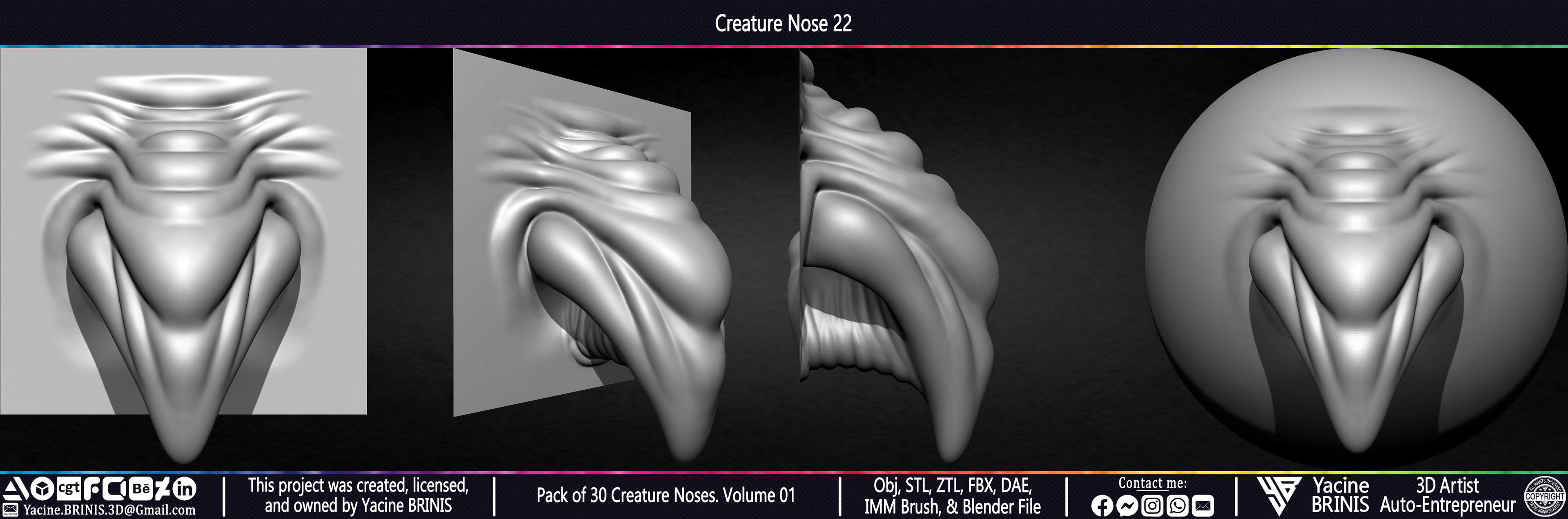 Creature Nose VDM Brush Volume 01 Sculpted by Yacine BRINIS Set 029