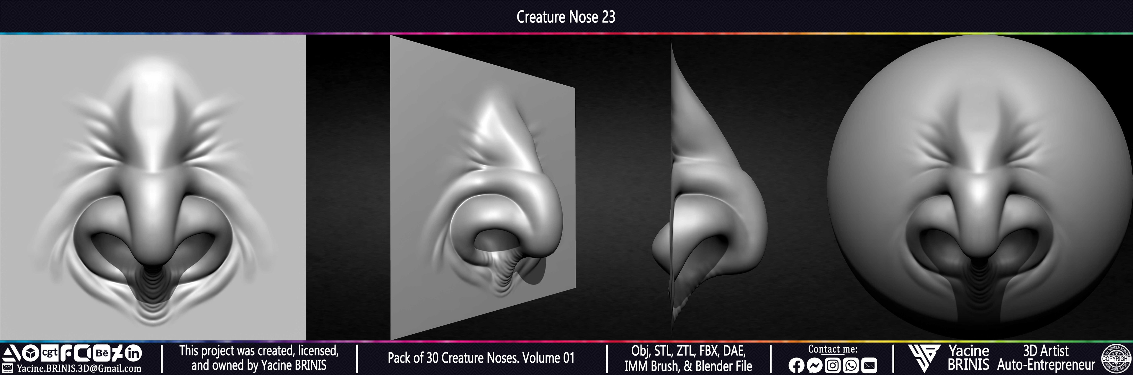 Creature Nose VDM Brush Volume 01 Sculpted by Yacine BRINIS Set 030