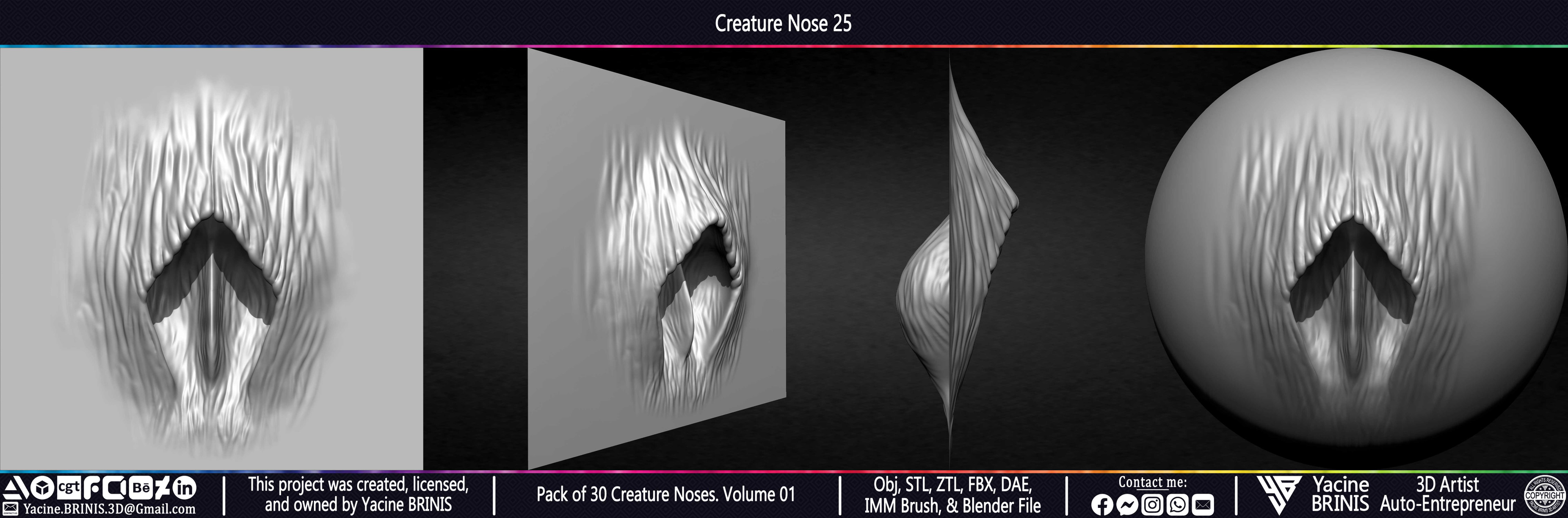 Creature Nose VDM Brush Volume 01 Sculpted by Yacine BRINIS Set 032