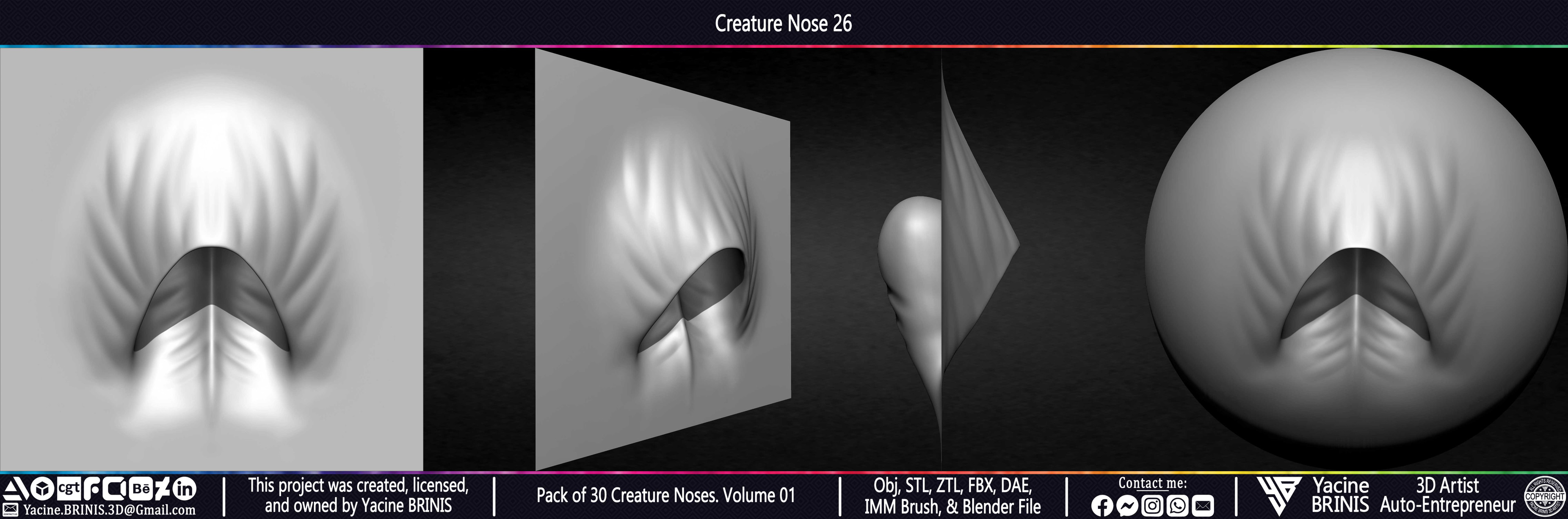 Creature Nose VDM Brush Volume 01 Sculpted by Yacine BRINIS Set 033