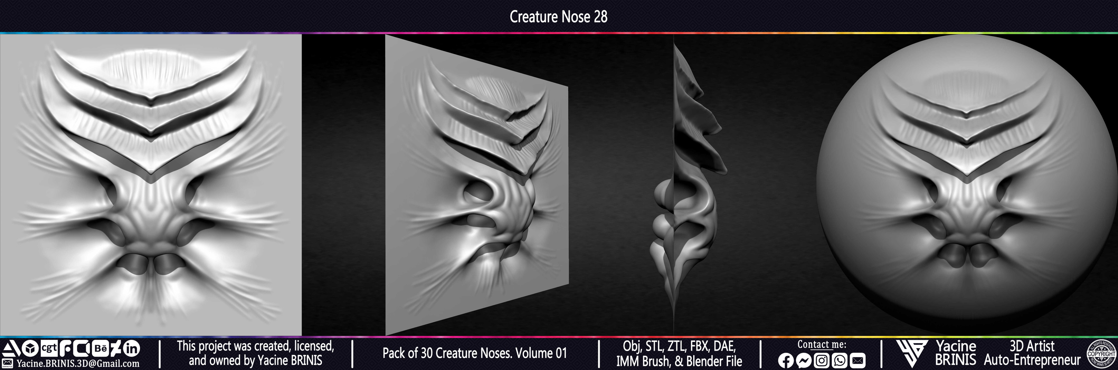 Creature Nose VDM Brush Volume 01 Sculpted by Yacine BRINIS Set 035