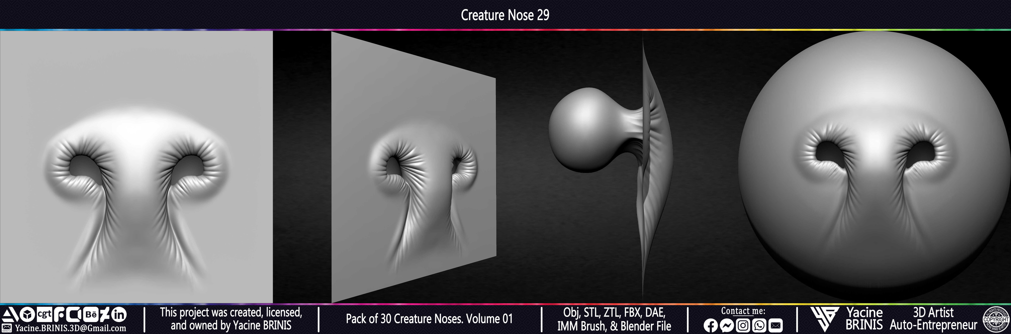 Creature Nose VDM Brush Volume 01 Sculpted by Yacine BRINIS Set 036