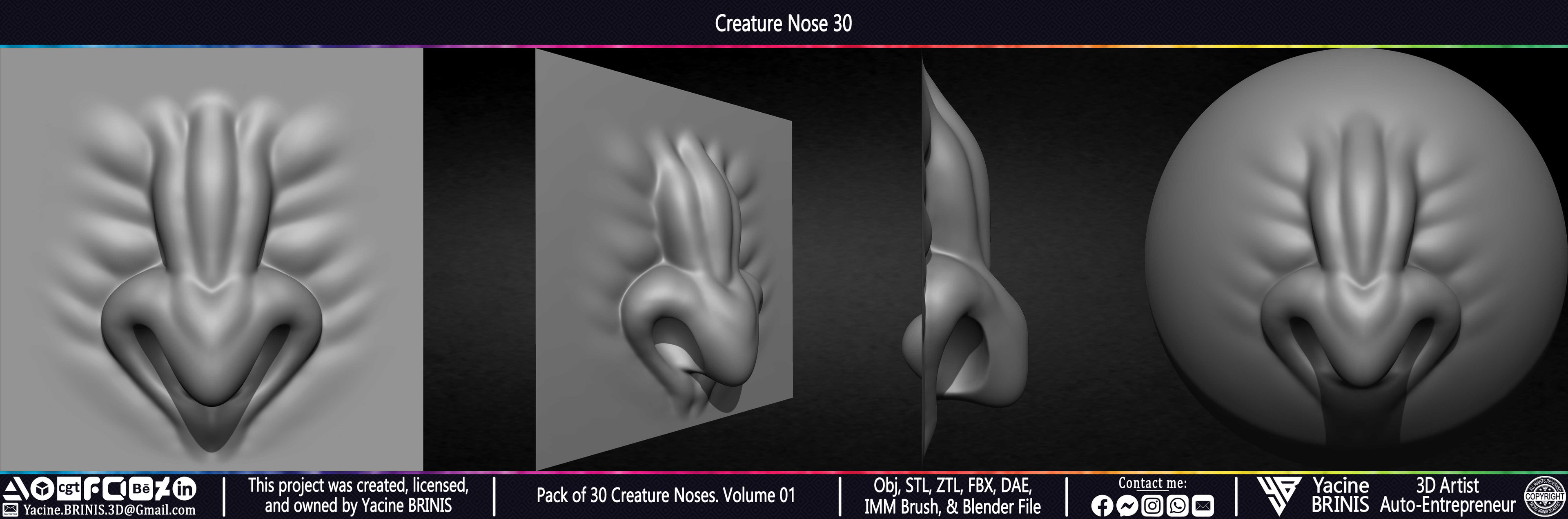 Creature Nose VDM Brush Volume 01 Sculpted by Yacine BRINIS Set 037