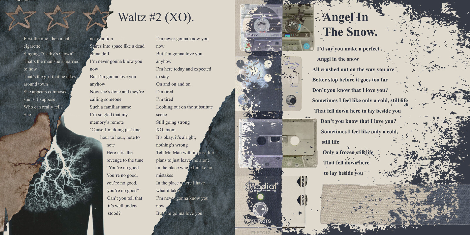Pages 1-2 of internal lyric flipbook