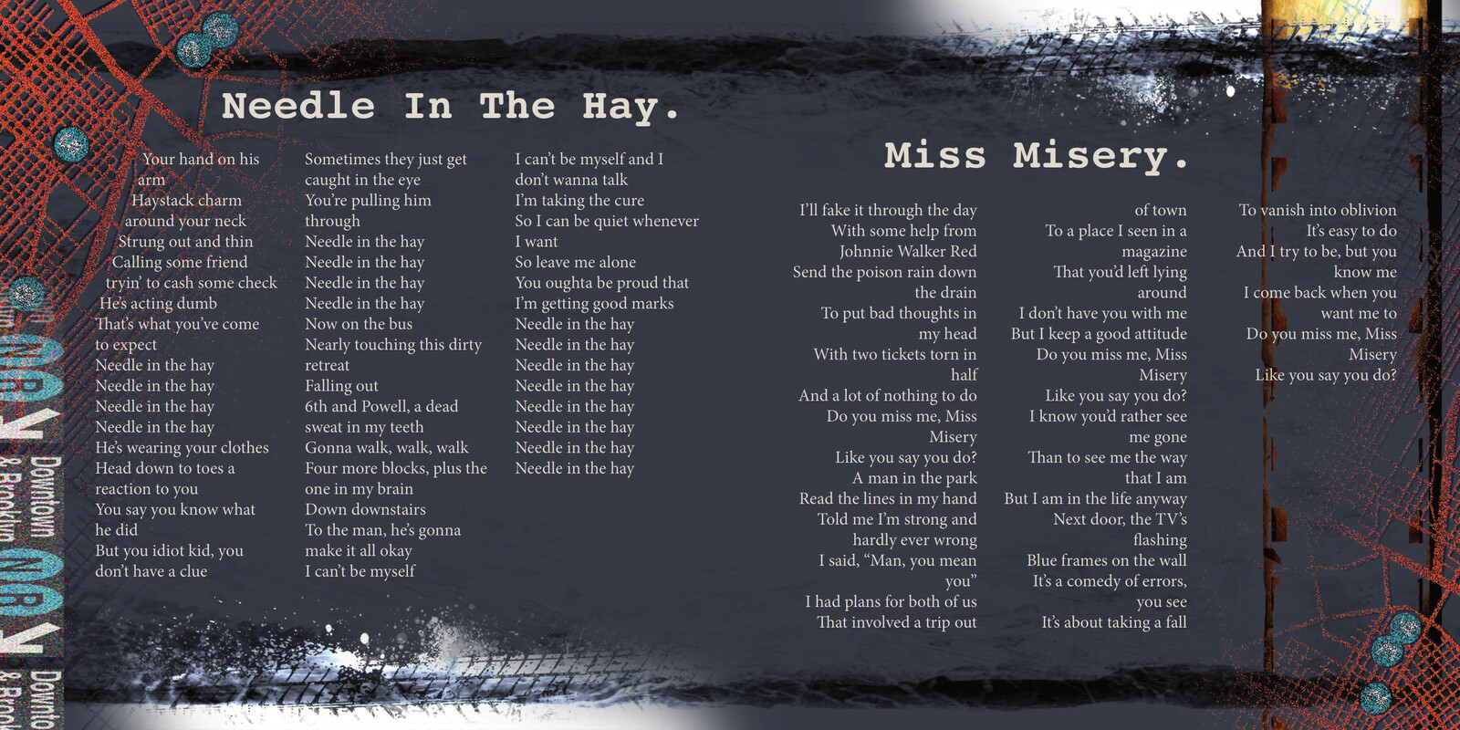 Pages 3-4 of internal lyric flipbook