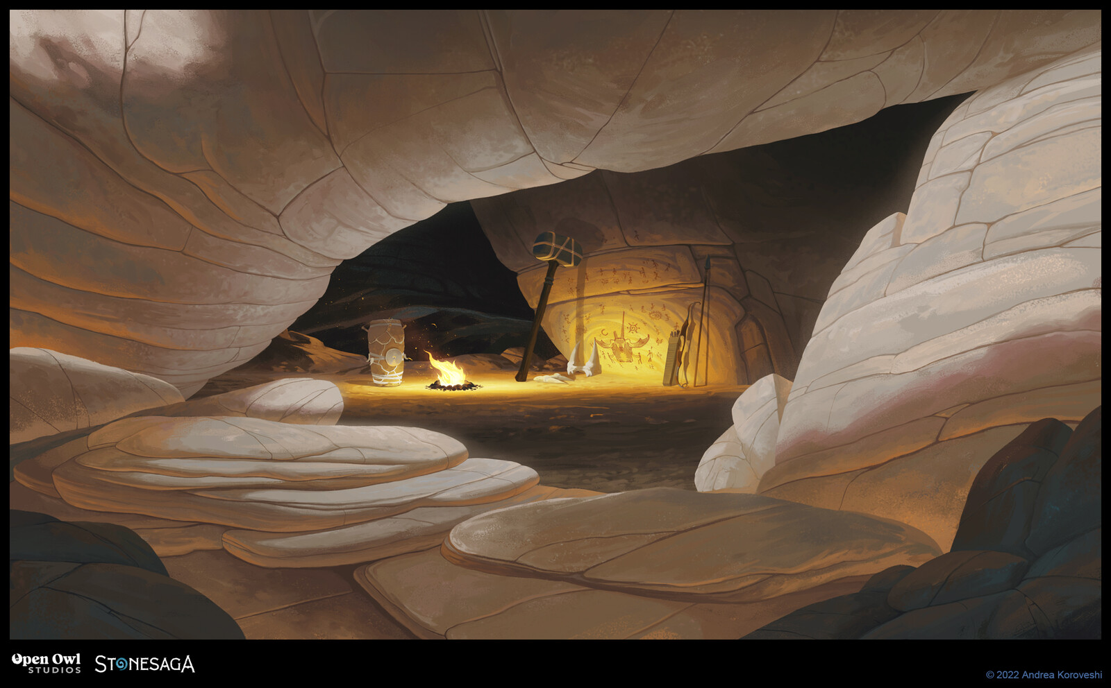 All the weapons in the scene are weapons used by the five main characters of the game.