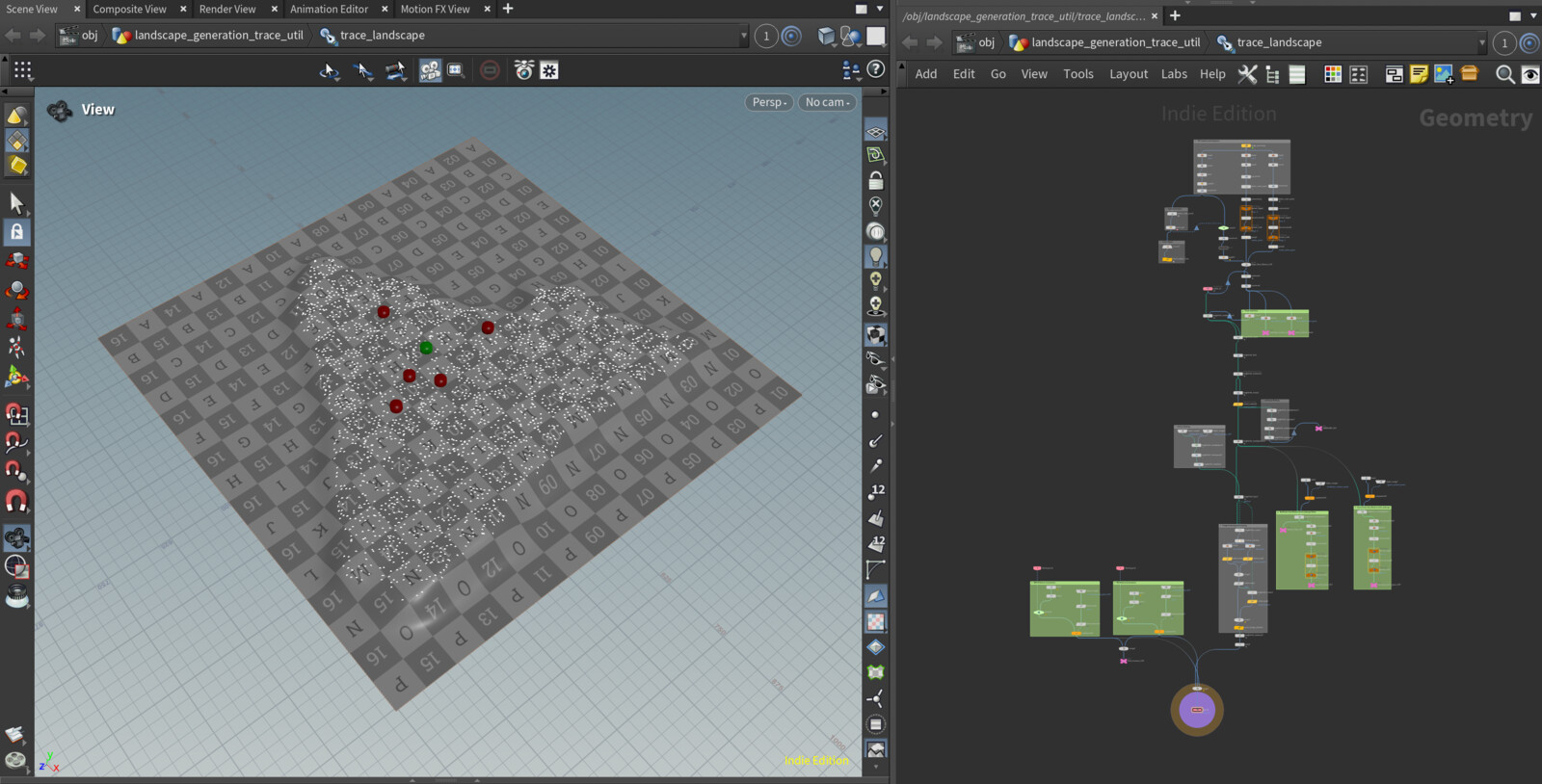 Houdini Showcase with primary network and sub-networks