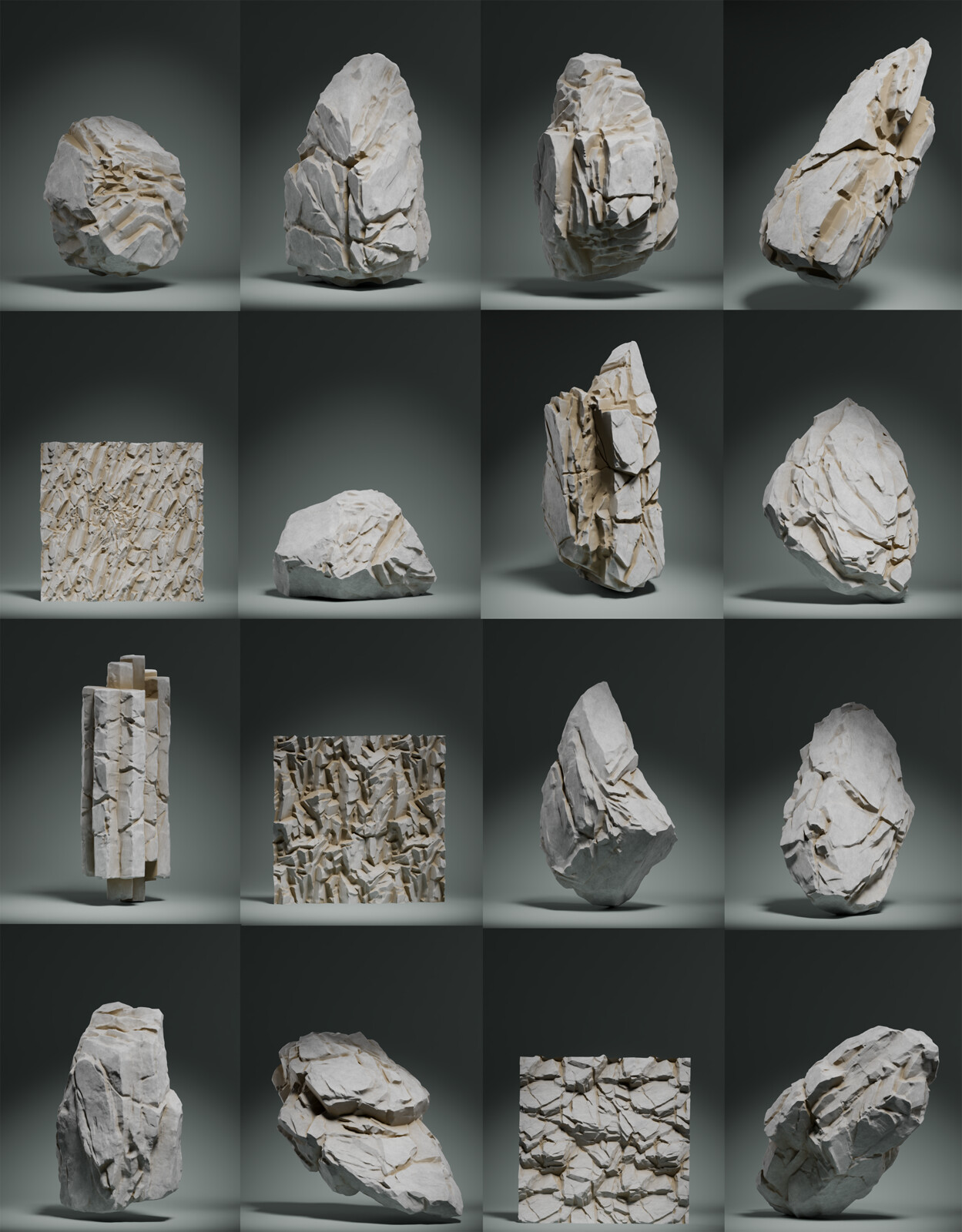 all rock 1-15 except the last one on right bottom was just rotation variation from rock 07