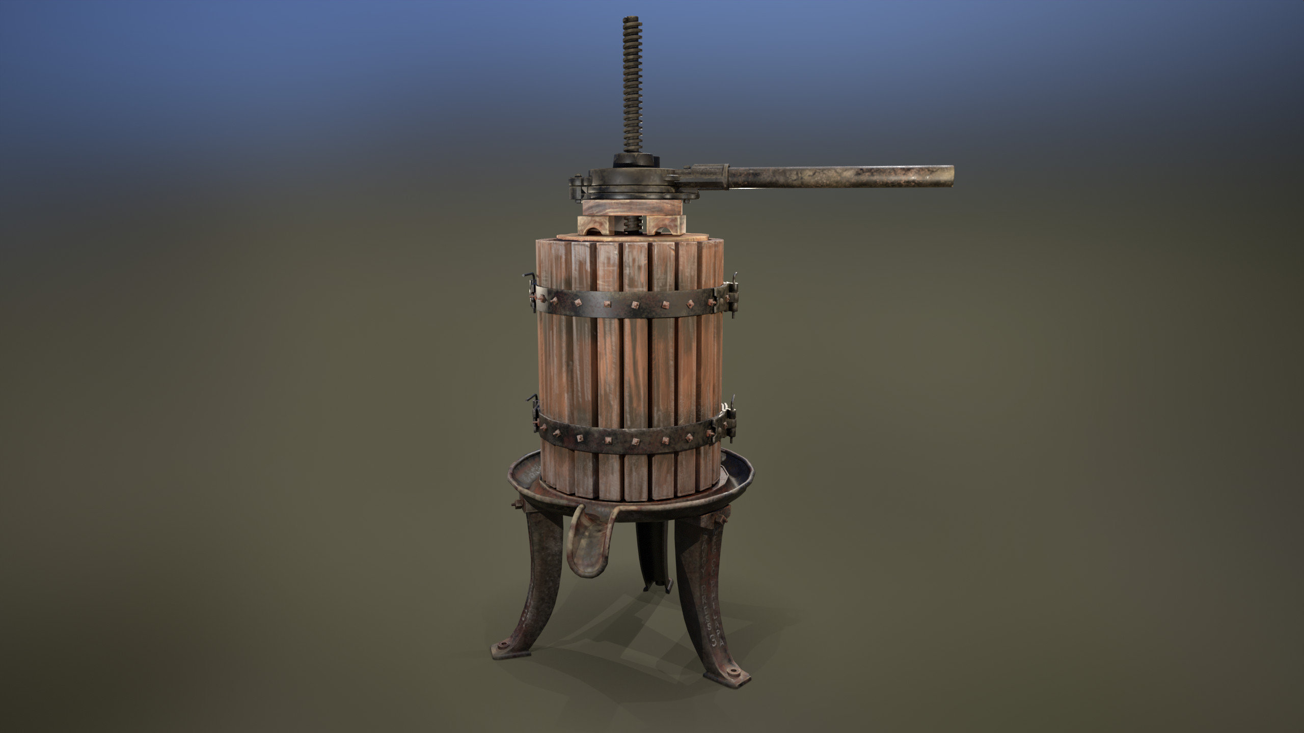 Render of Vintage Grape/Fruit Press Model