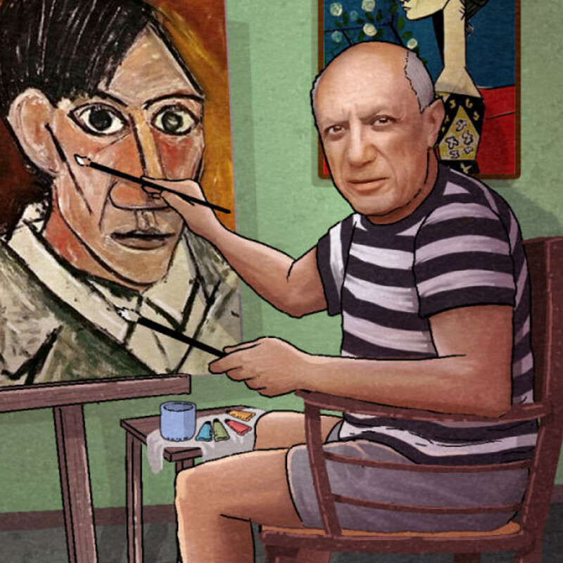 "Pablo Picasso" Trading Card Art by Erki Schotter