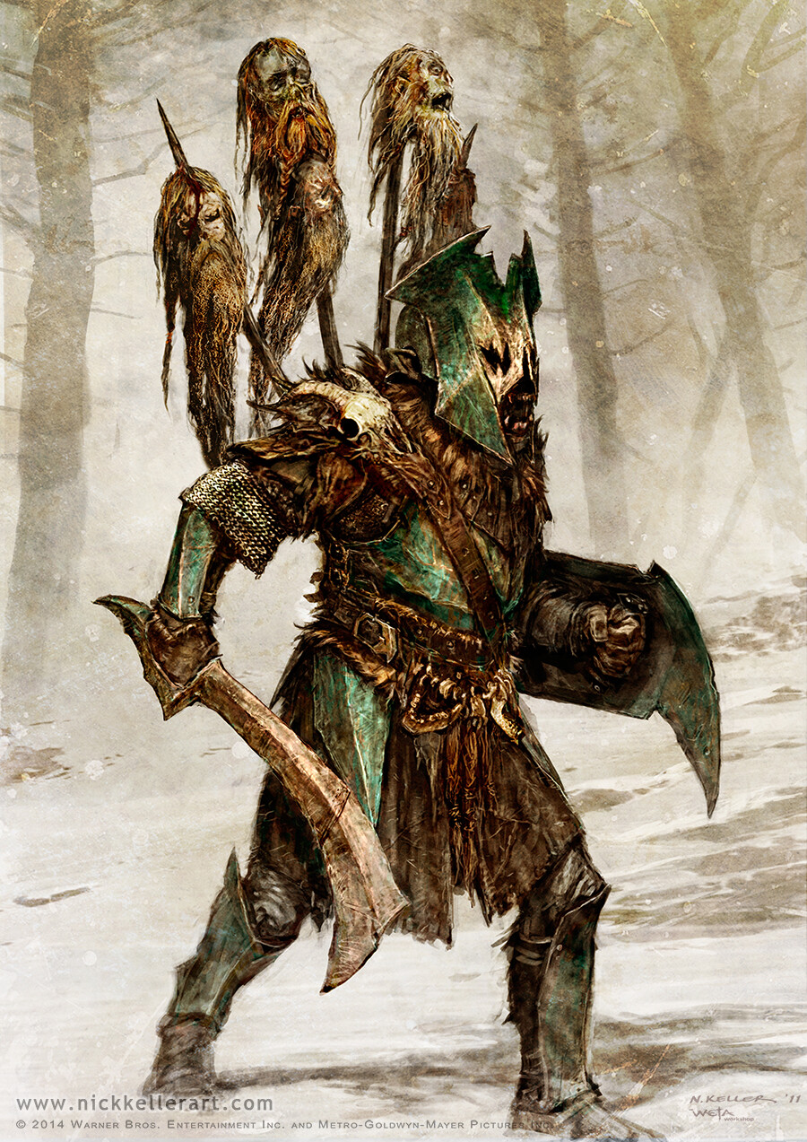 Originally designed as Gundabad orcs, these evolved into what would become the orc legion of Dol Guldur.