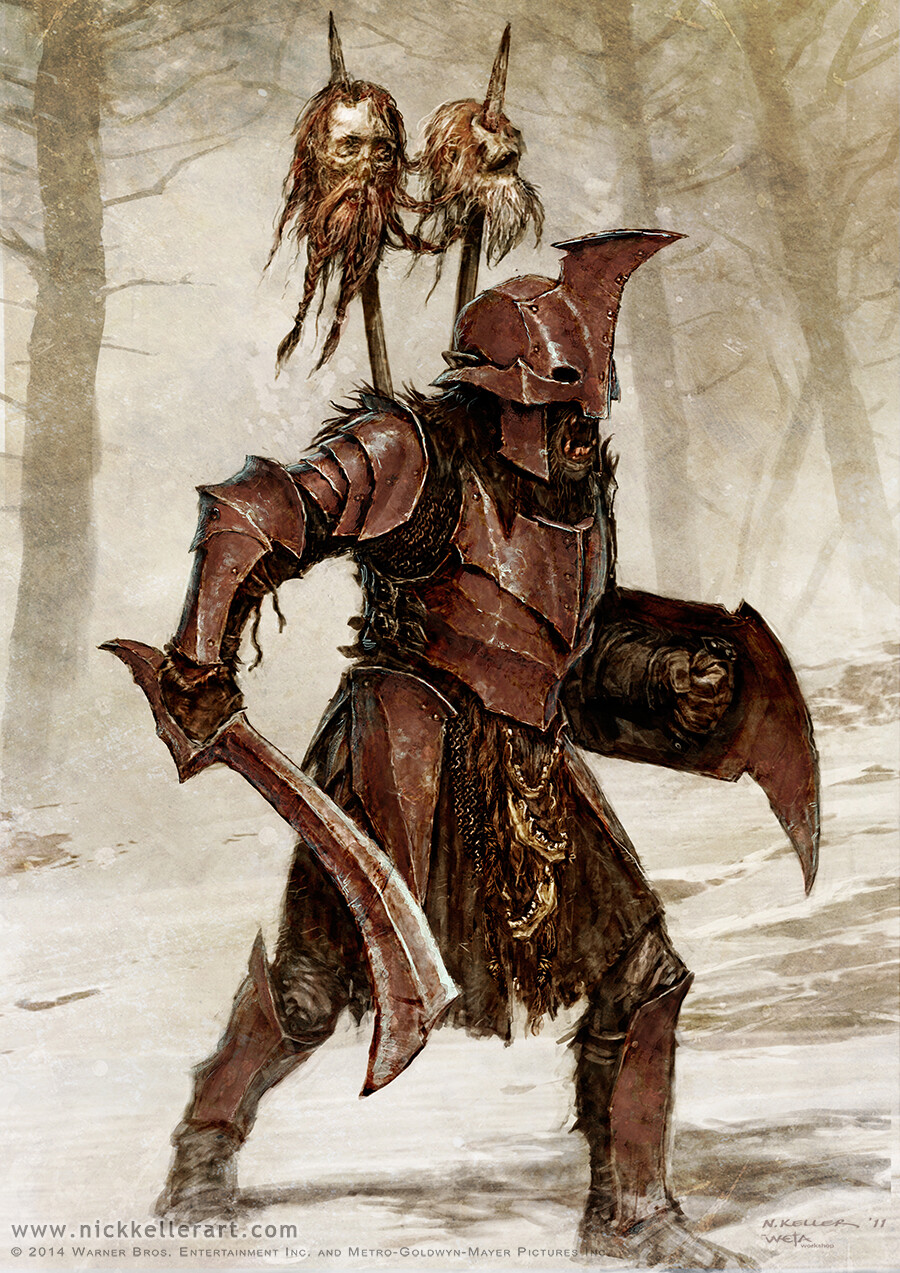 Originally designed as Gundabad orcs, these evolved into what would become the orc legion of Dol Guldur.