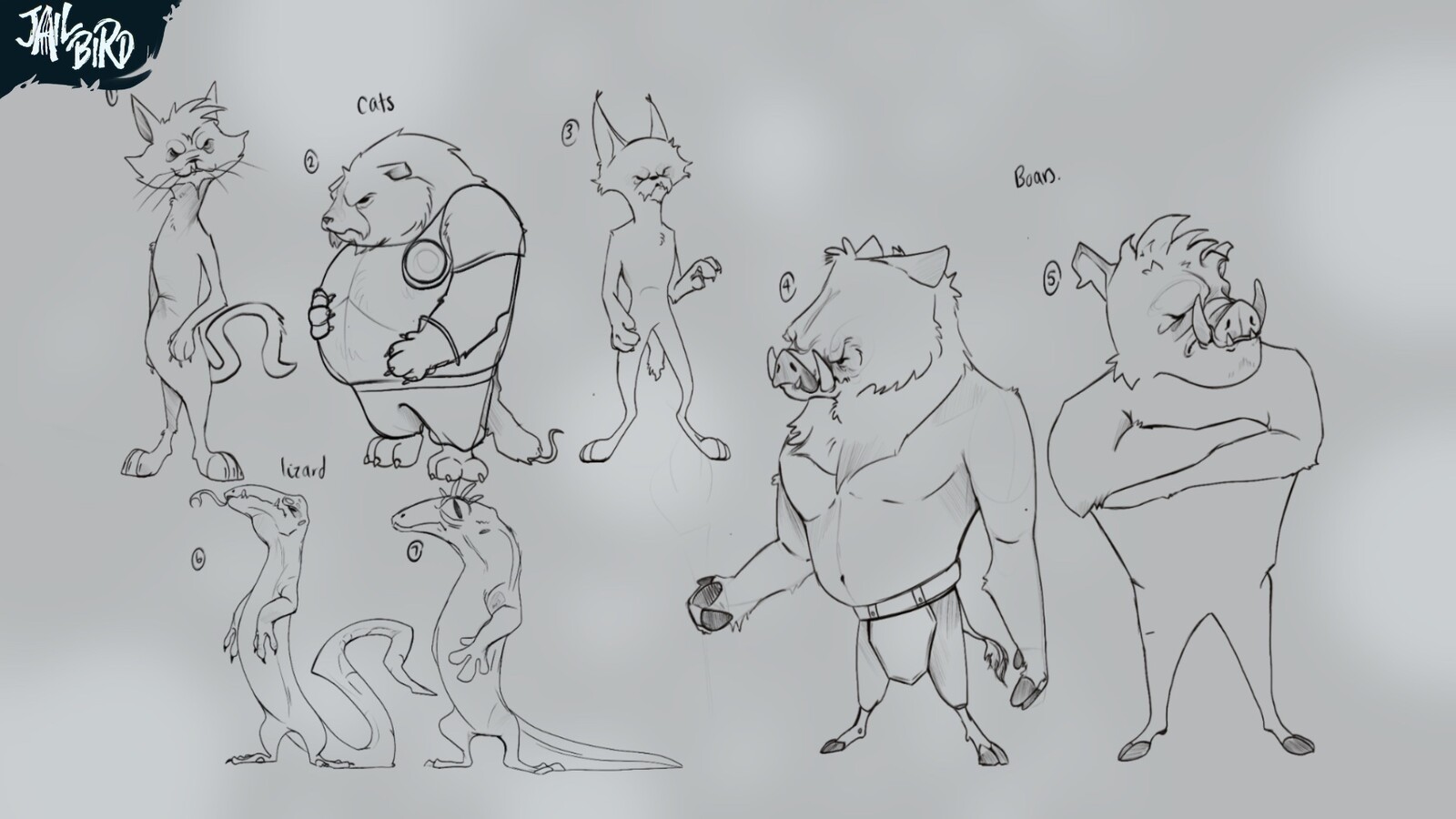 The two designs chosen was number 2 ( the cat) and number 4 (the boar).