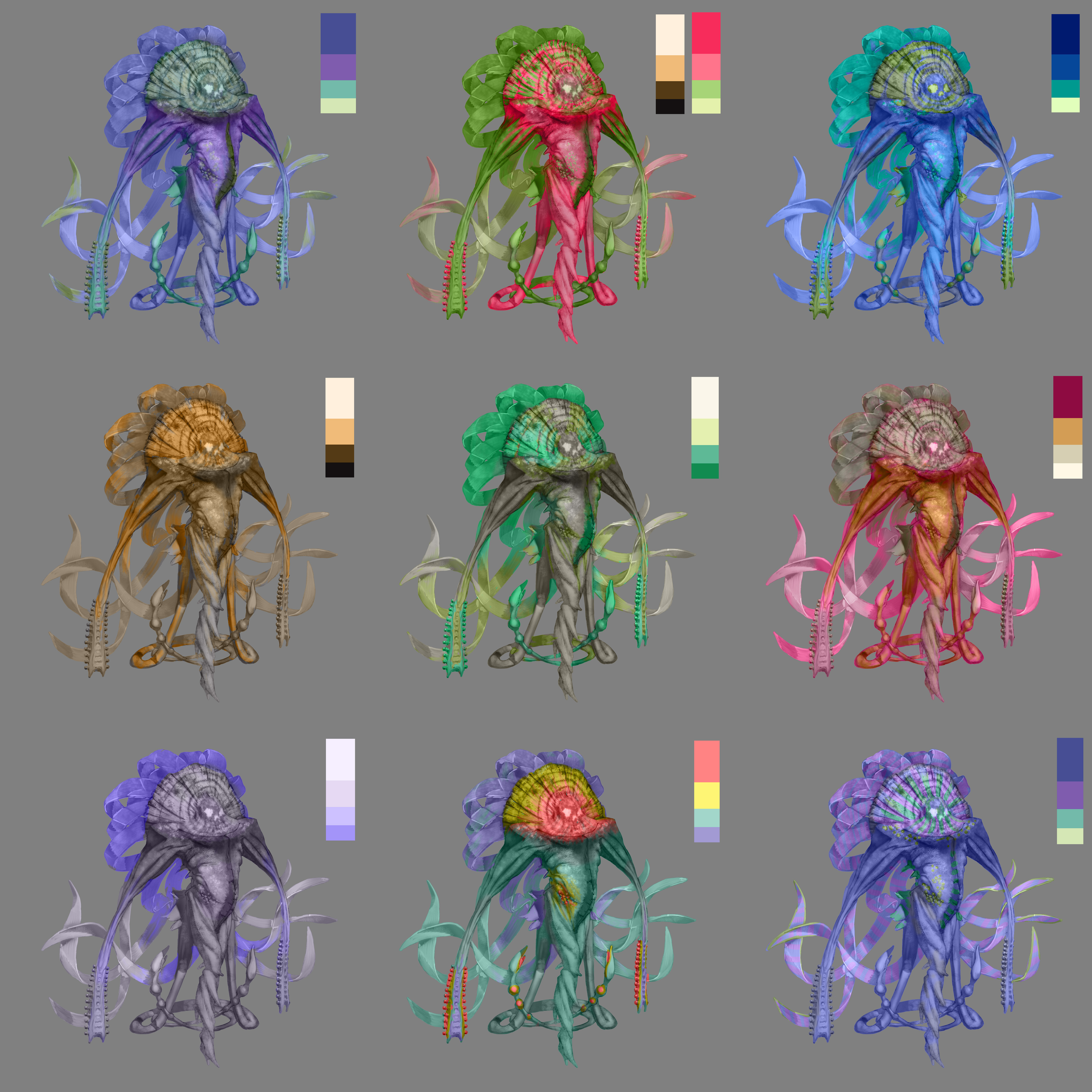 Color Variations Exploration

Color Variations Exploration
Exploring different color palettes to bring the carnivorous plant monster to life! Each variation gives it a unique personality and mood.