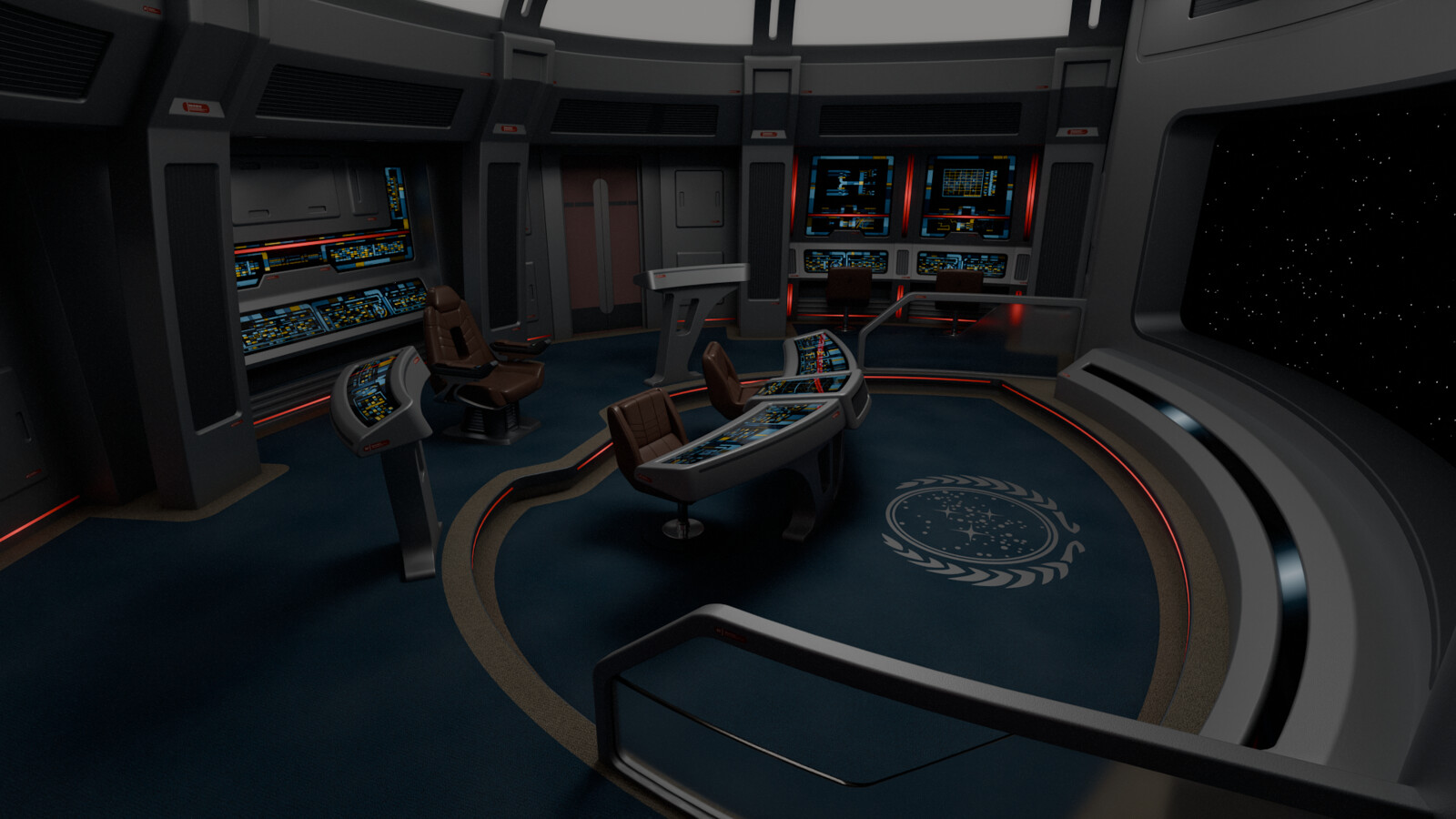 The battle bridge under red alert